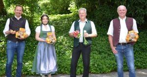 Manfred Schauer, die neue Erdäpfelbotschafterin Klara I., LK-Vizepräsident Karl Grabmayr und Geschäftsführer Ewald Mayr (v.l.)