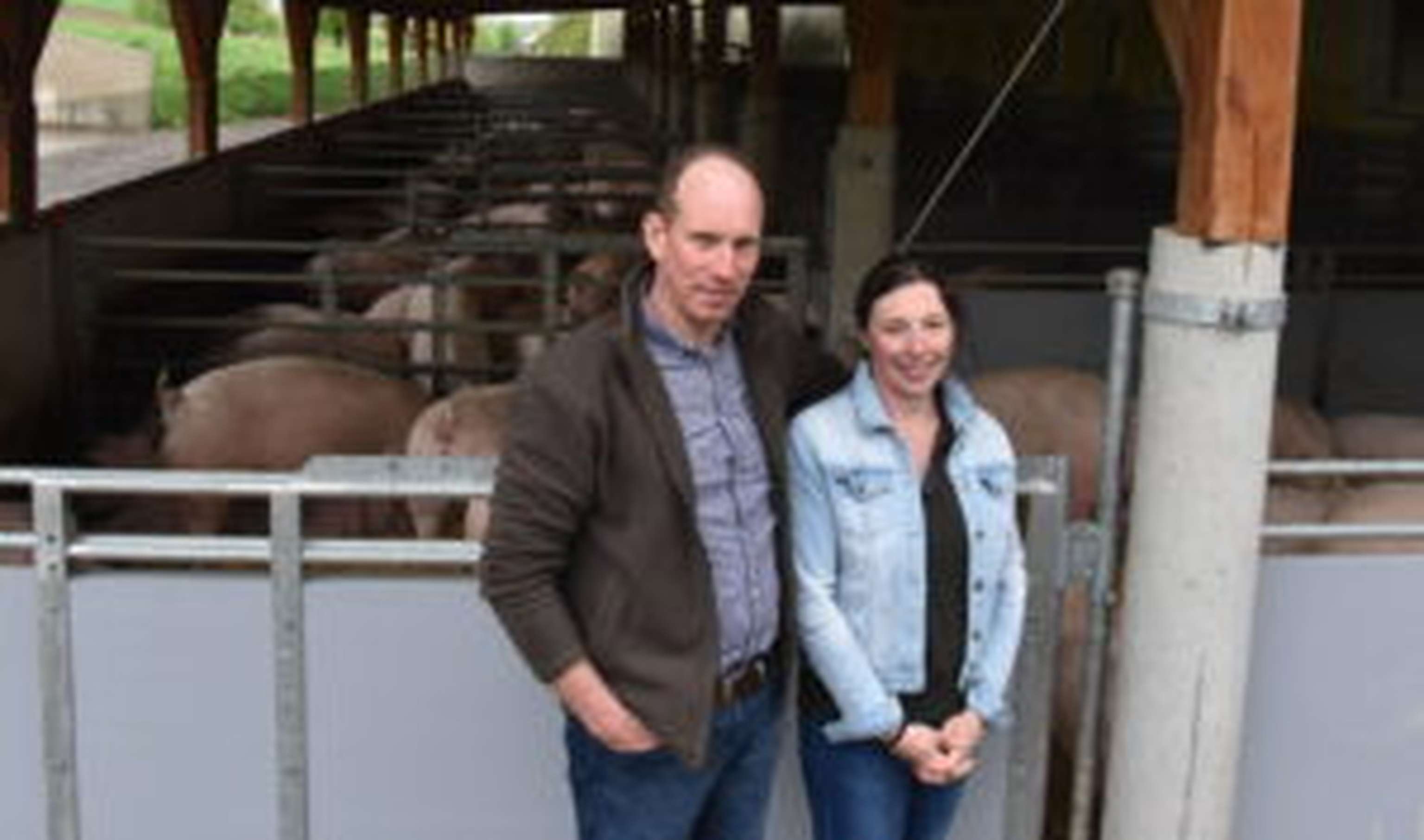 Christian und Petra Bauer haben 2021 ihren geschlossen Zucht- und Mastbetrieb in Peuerbach auf Tierwohl umgestellt.