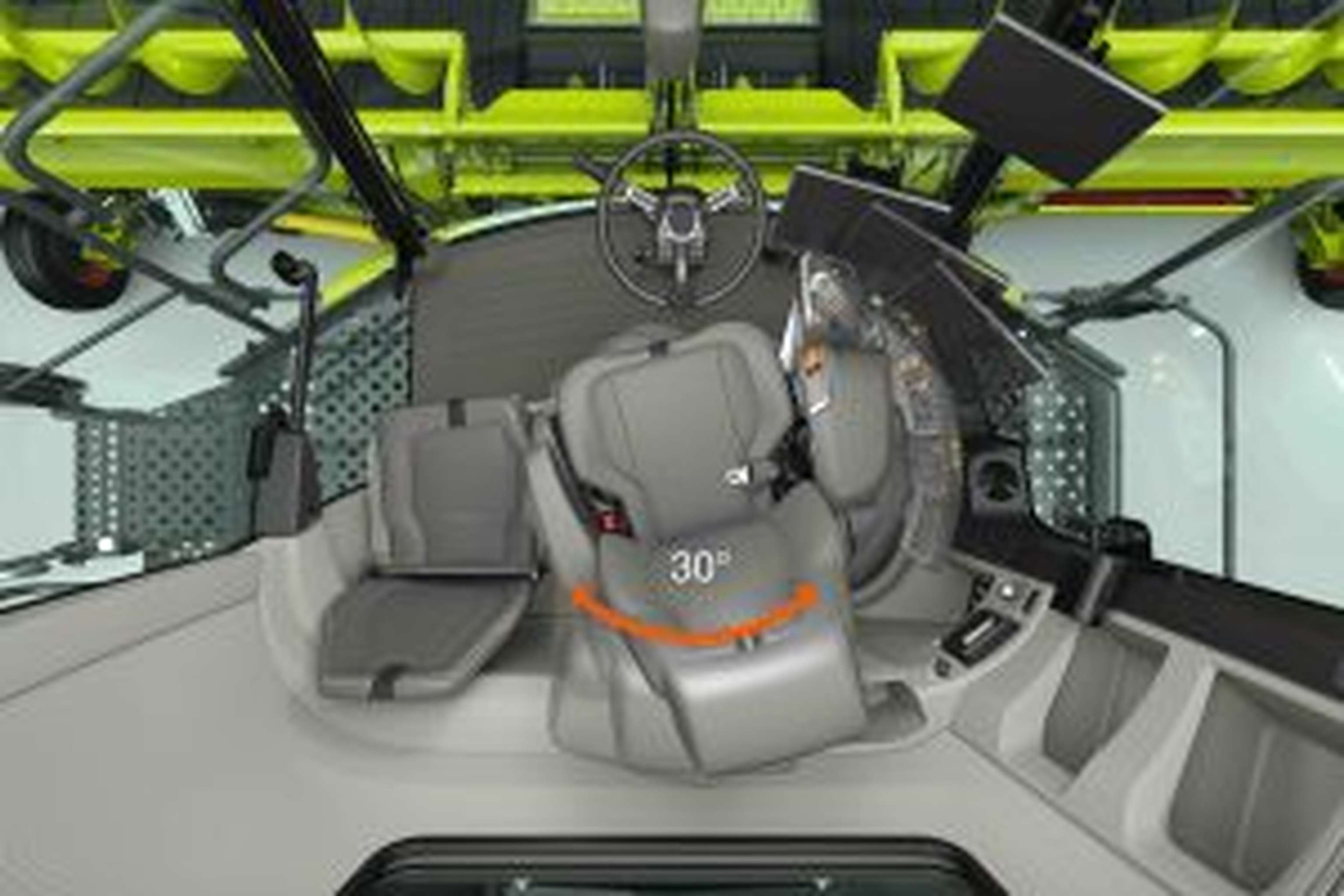 Die neue Kabine des Lexion mit drehbarem Sitz