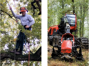 Menschen und Maschinen bei der Arbeit entlang des Parcours.