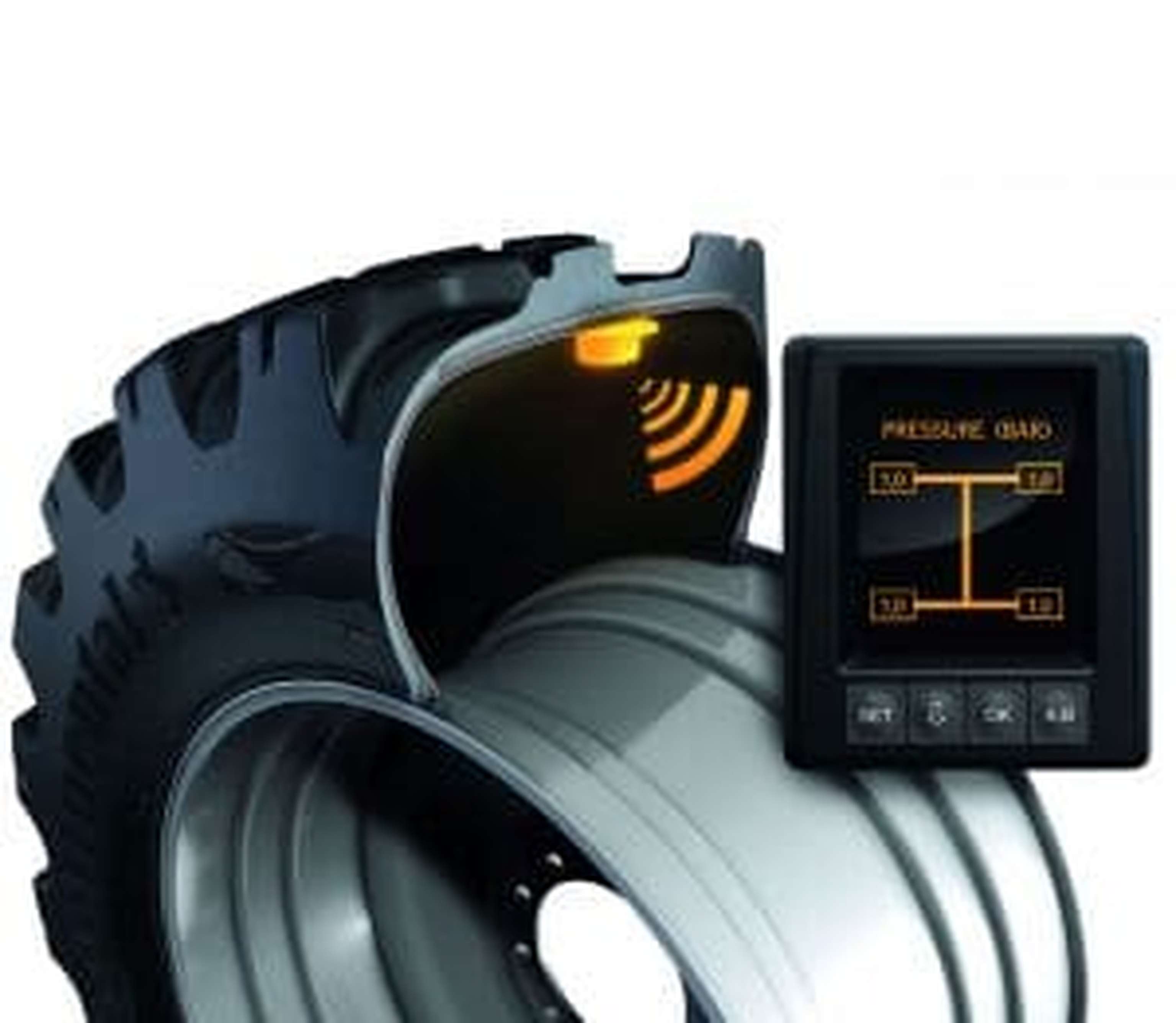 Der TractorMaster Hybrid-Reifen mit ContiPressureCheck überwacht Temperatur und Luftruck im Reifen.