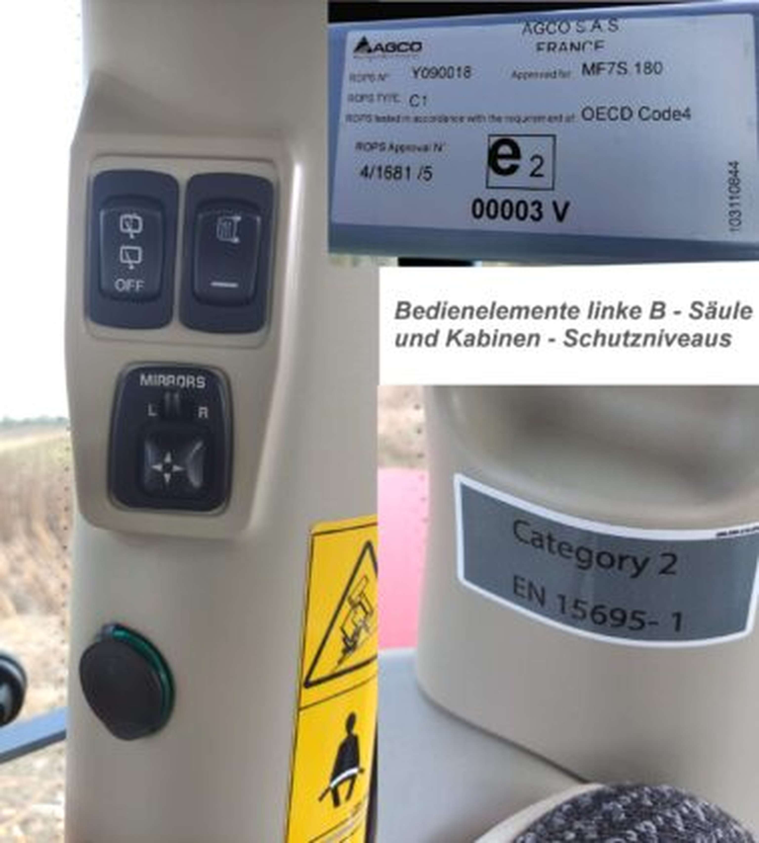 Bedienelemente linke B-Säule und Schutzniveaus