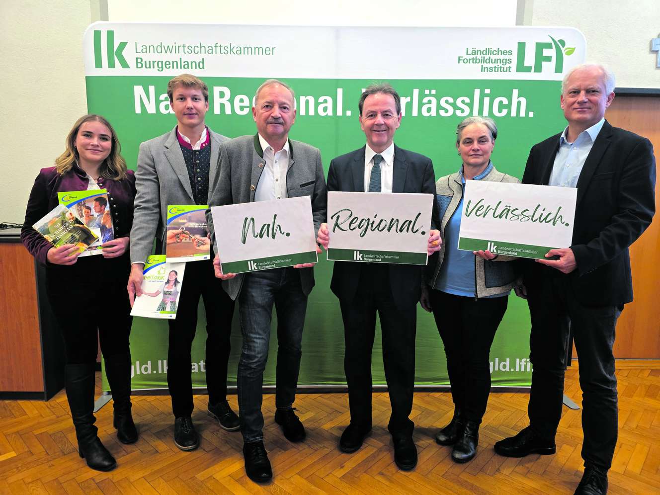 V. l.: Hannah Bruckner, Maximilian Weiss, Werner Falb-Meixner, Nikolaus Berlakovich, Christine Riepl und Martin Burjan