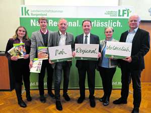 V. l.: Hannah Bruckner, Maximilian Weiss, Werner Falb-Meixner, Nikolaus Berlakovich, Christine Riepl und Martin Burjan