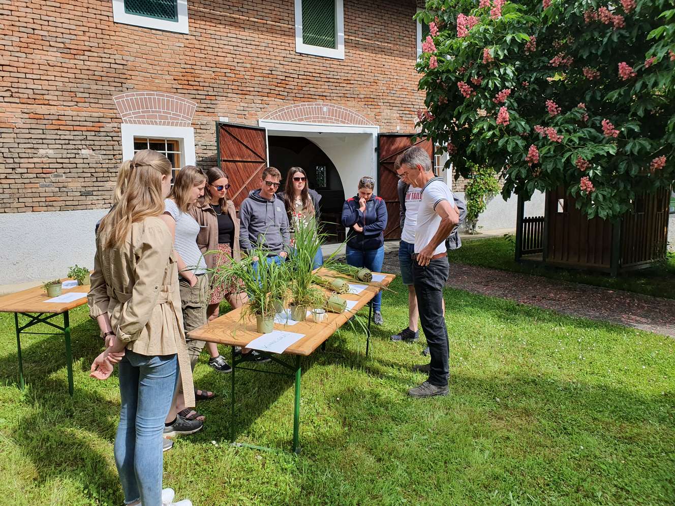 Agrar-Studenten auf einem Bauernhof.
