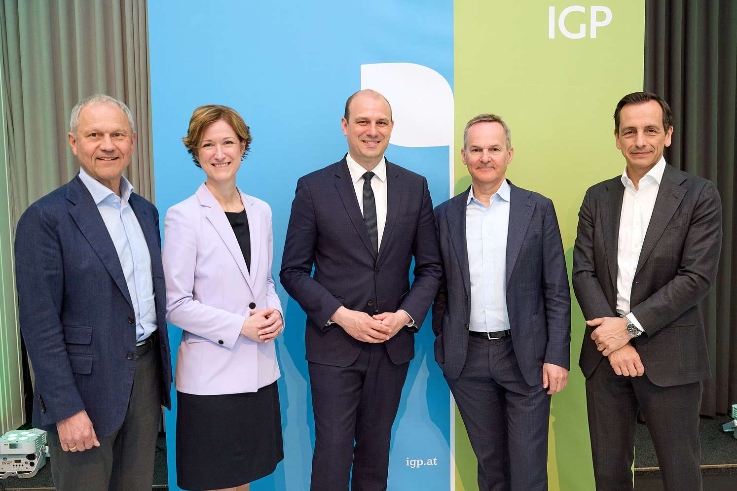 Die Podiumsteilnehmer Stockmar, Koßdorff, Niedrist, Schellhorn und Mazzotta beim IGP-Dialog 2026