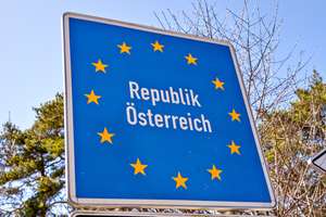National Border Roadsign Entering Austria