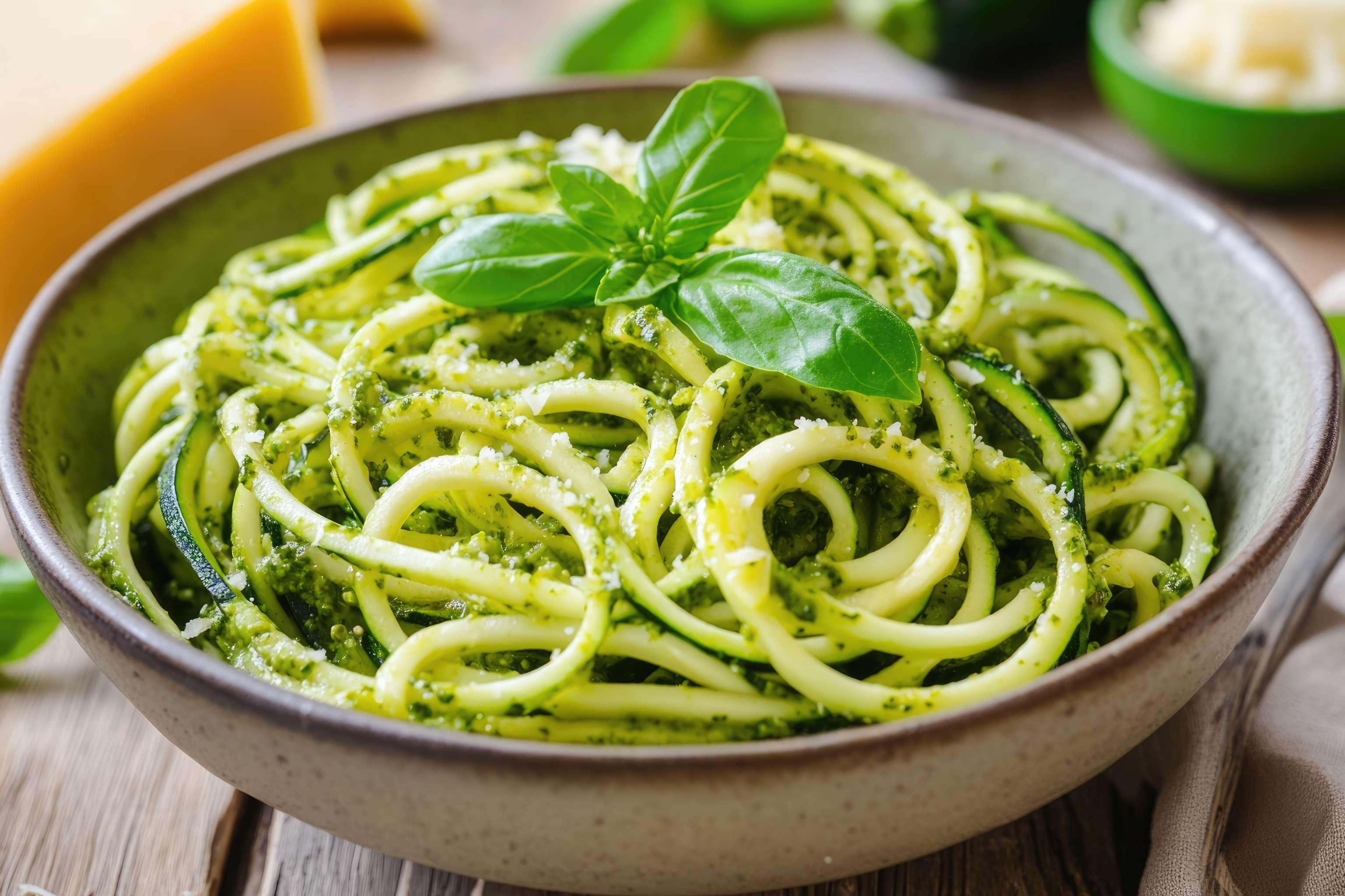 Zucchini-Spaghetti mit Pesto