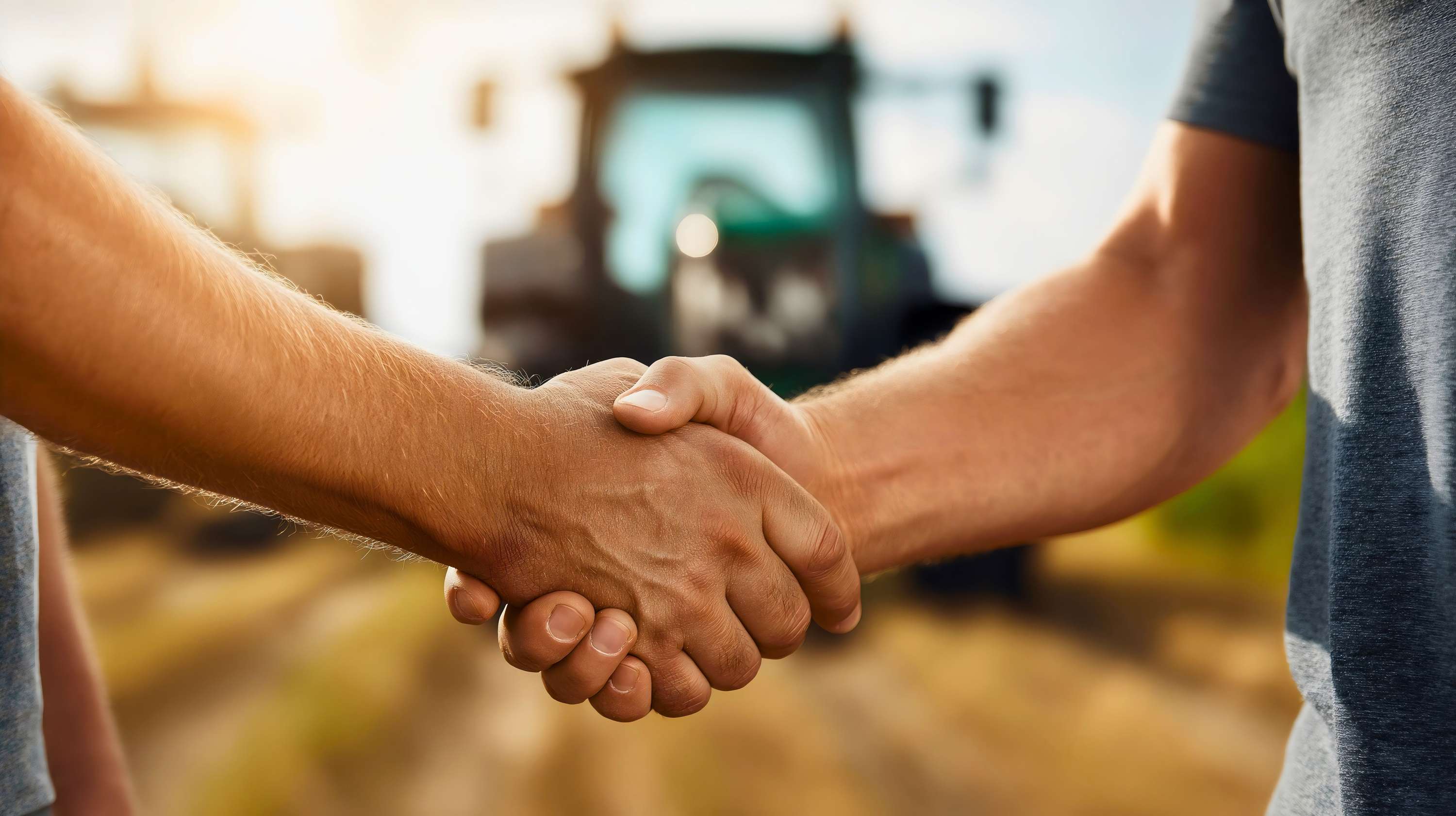 Handschlag und Traktor