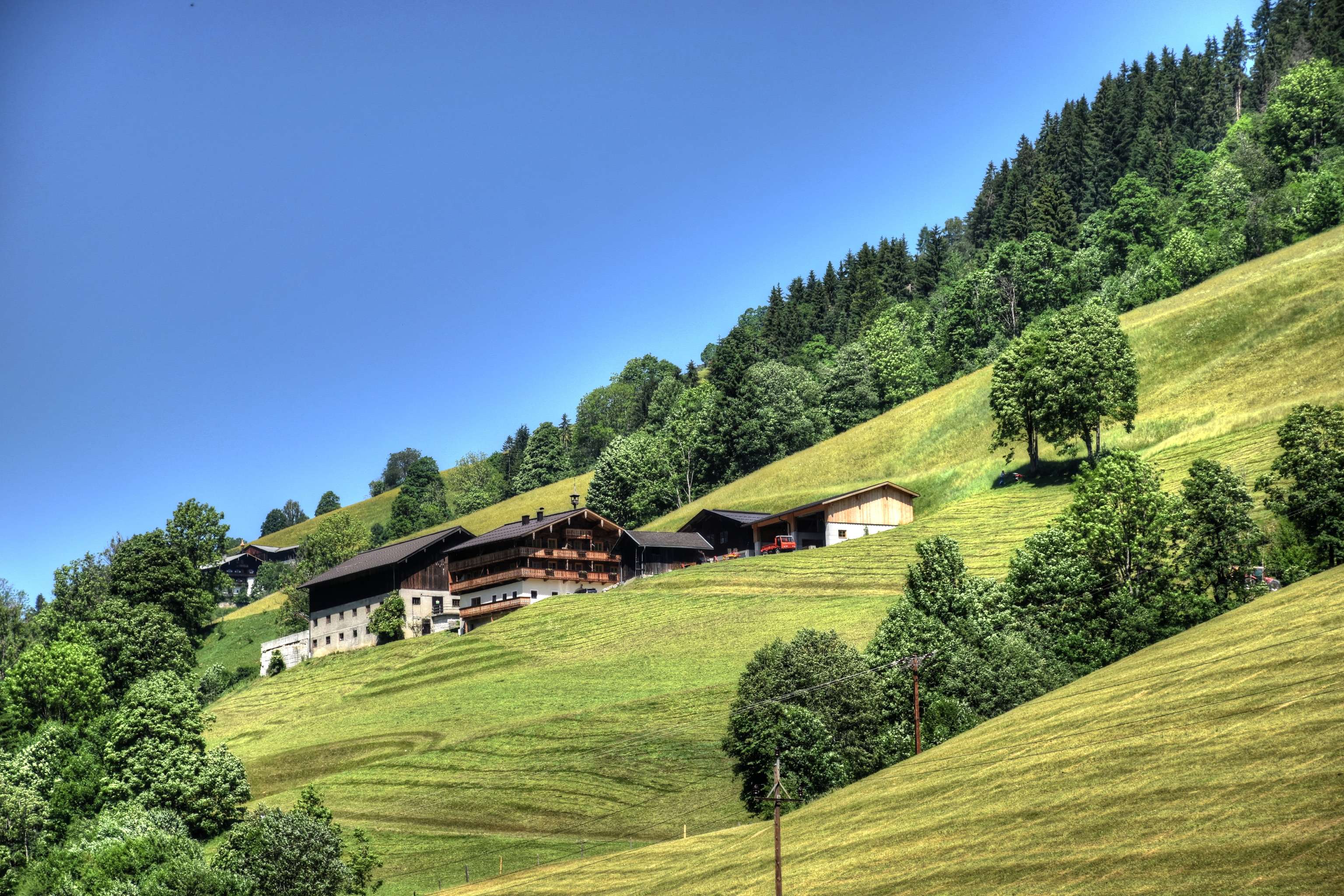 Saalbach Hinterglemm, Salzburg, Pinzgau, Lengau, Weiler, Landwirtschaft, Bergbauerndorf, Weide, Alm, Wald, Kitzbühler Alpen, Glemmtal, Berg, Tal, Wandern, Urlaubsregion, Ferien, Sport, Bergsteigen, B