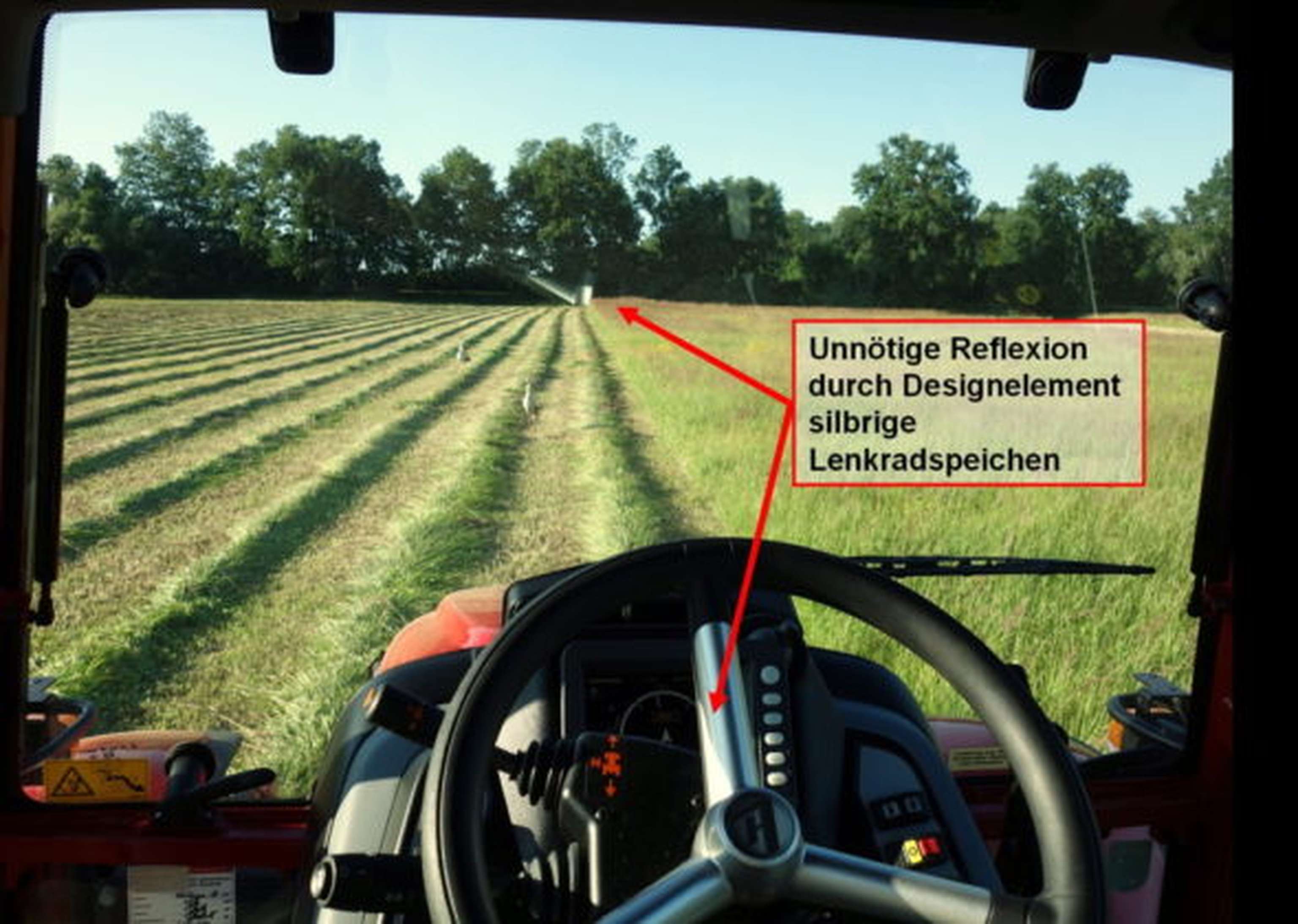 Lästige Reflexion durch das Lenkrad