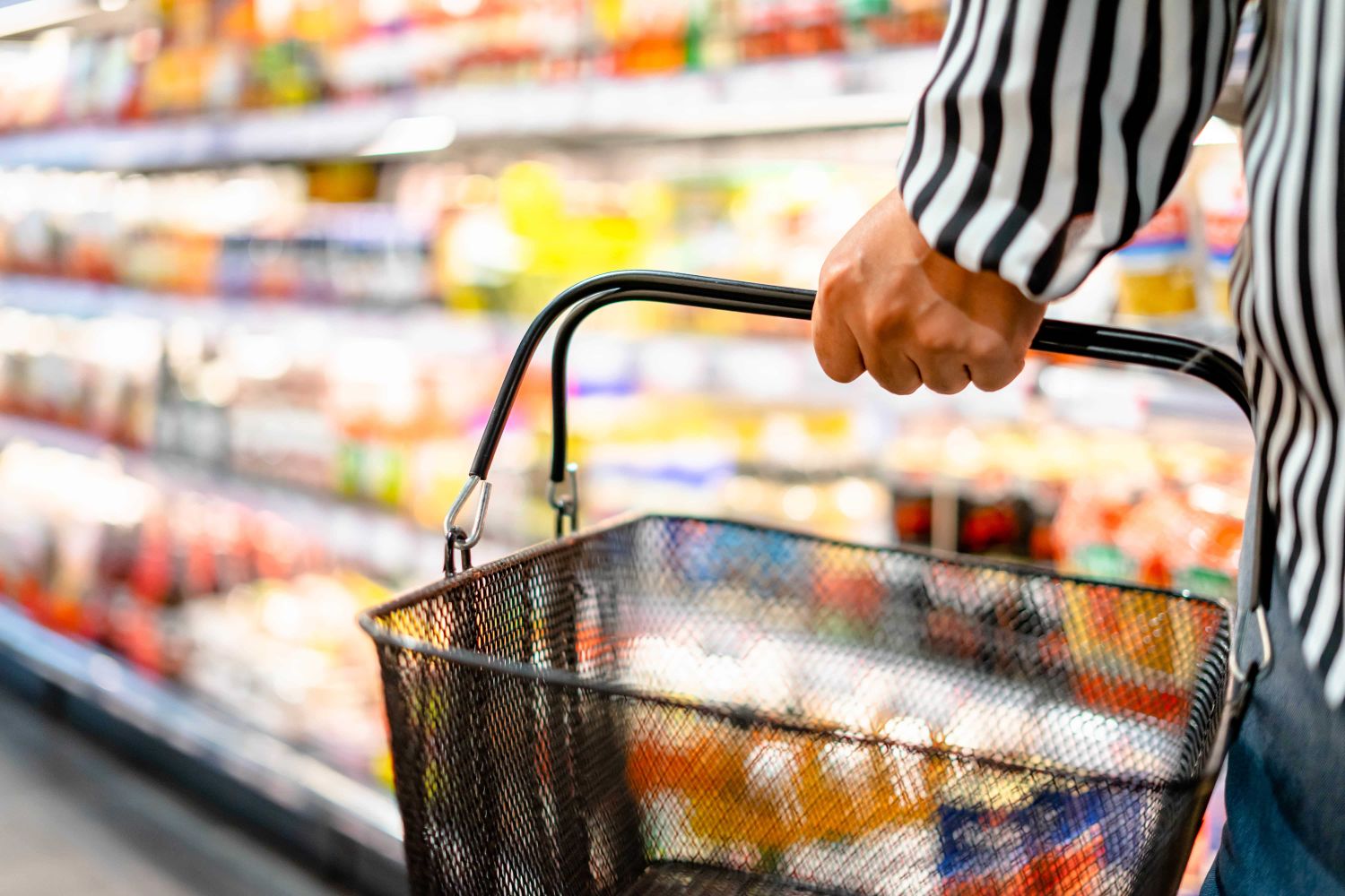 Women Choosing Products In Supermarkets, Ready To Eat Food, Shopping