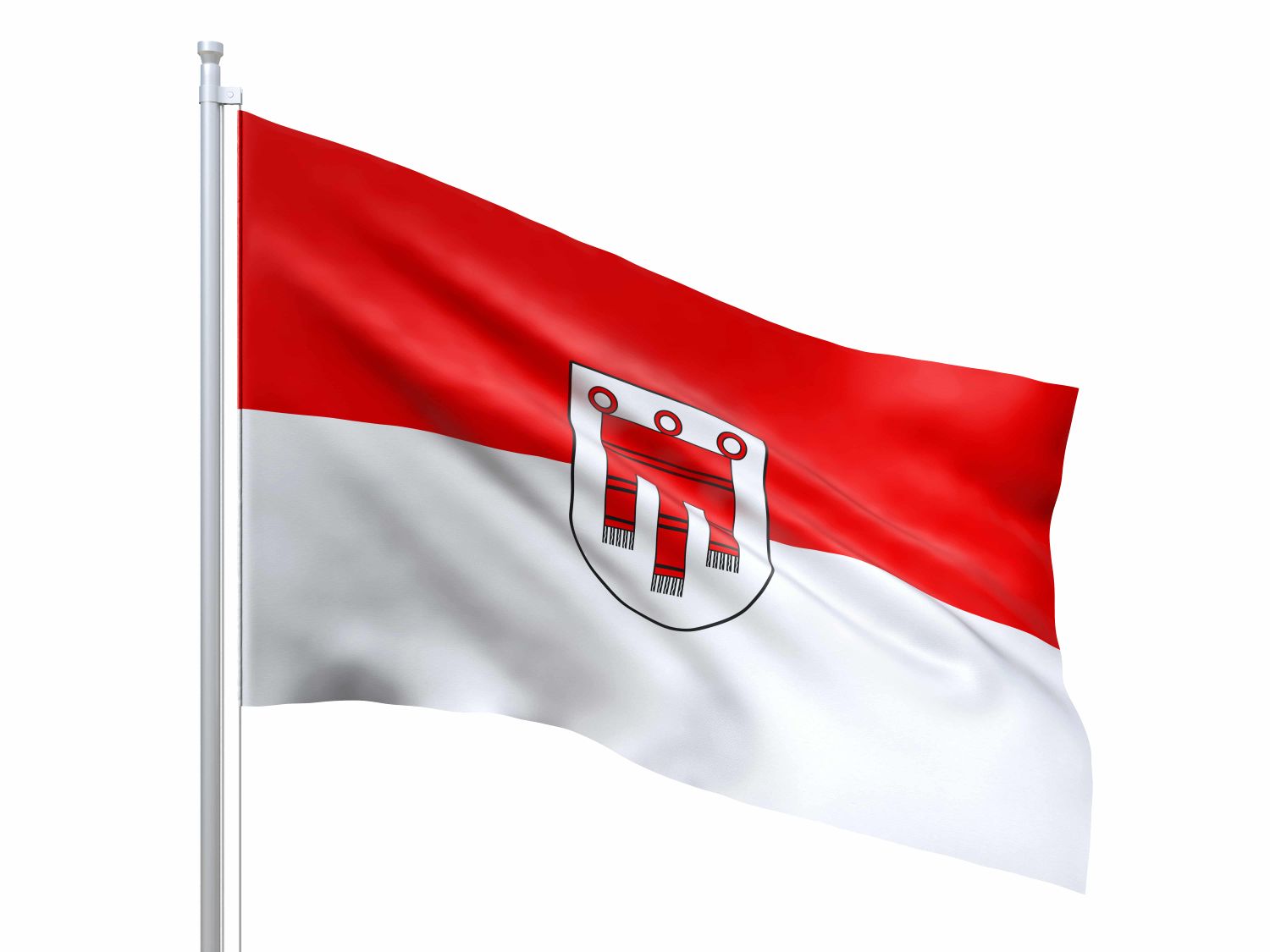 Vorarlberg (Austrian State) Flag Waving On White Background, Close Up, Isolated. 3D Render
