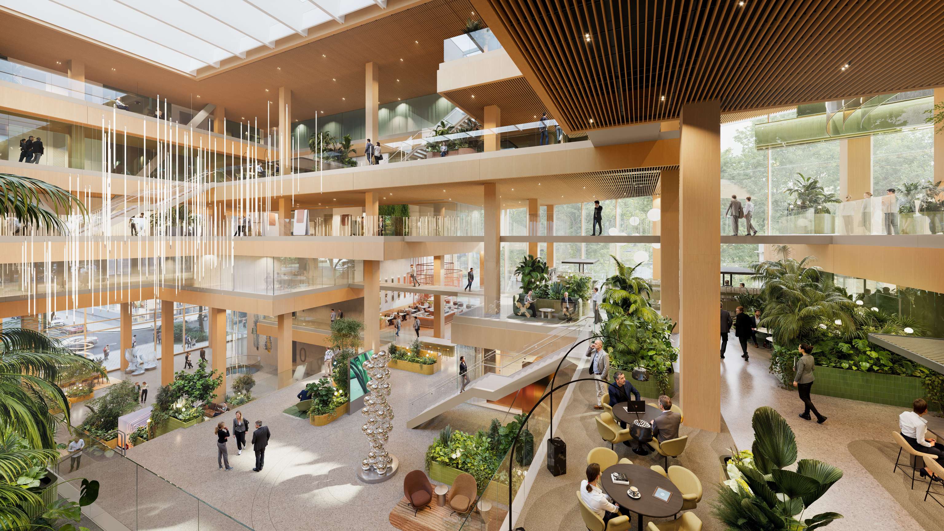 Visualisierung der neuen RLB-Konzernzentrale in Linz.