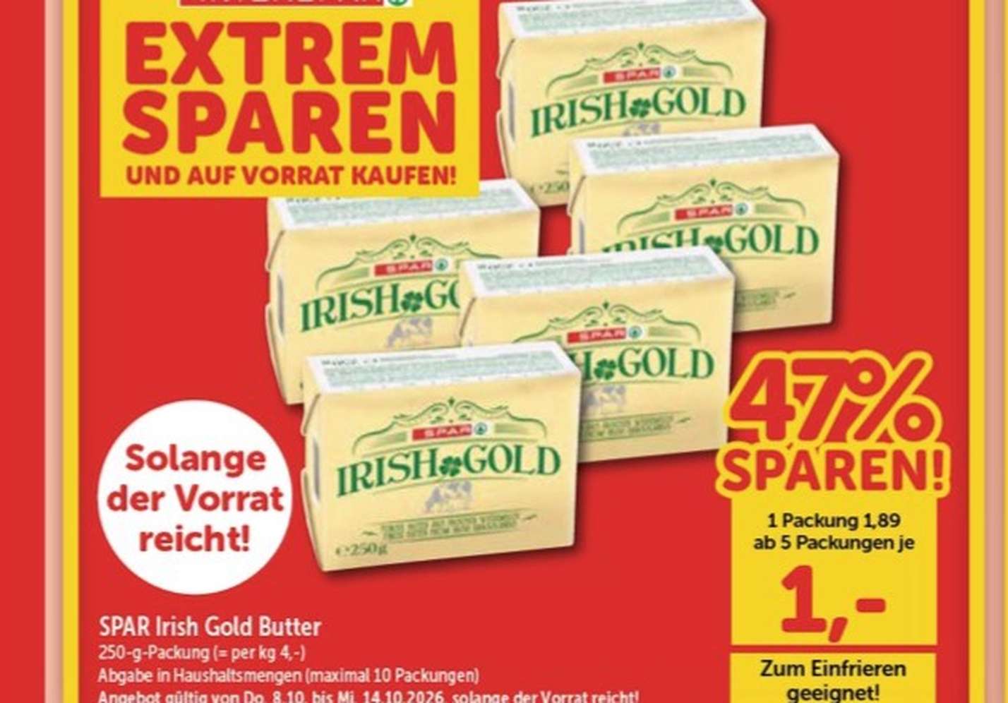 Ausschnitt aus dem Werbeprospekt mit der Butteraktion