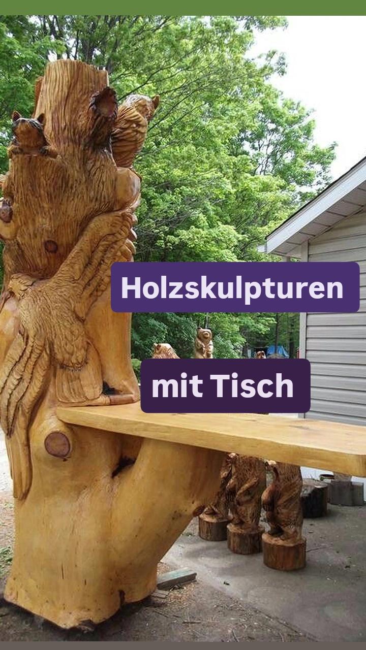 Bild von Anzeige: Skulpturen mit Tisch Fertigung Tischlerei Kunsthandwerk Schnitzerei 