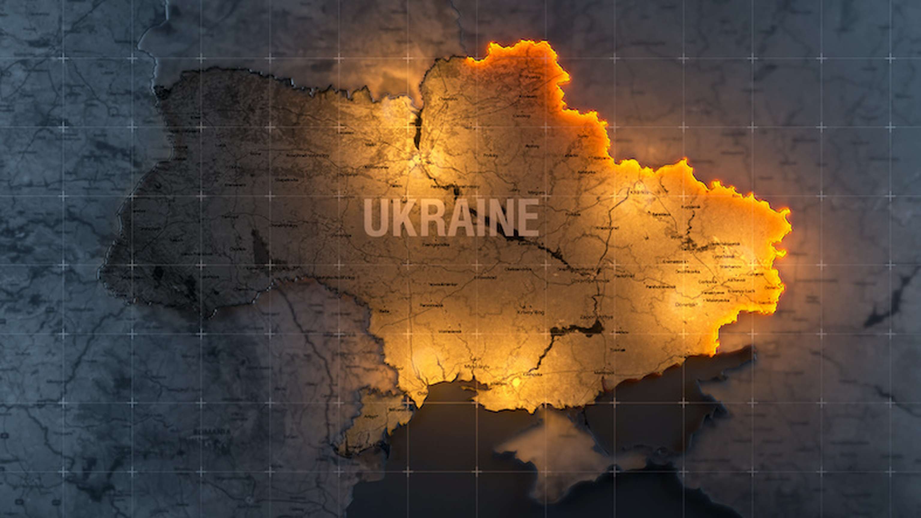 Military Conflict Between Ukraine And Russia. Concept Map Of War. Cartography Design. 3d Render