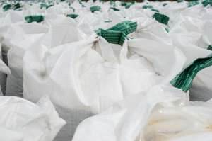Many Jumbo Bags Piled With Urea Fertilizer Near The Factory.