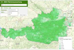 Die Auswertung ist bis auf Ebene der Katastralgemeinden möglich.
