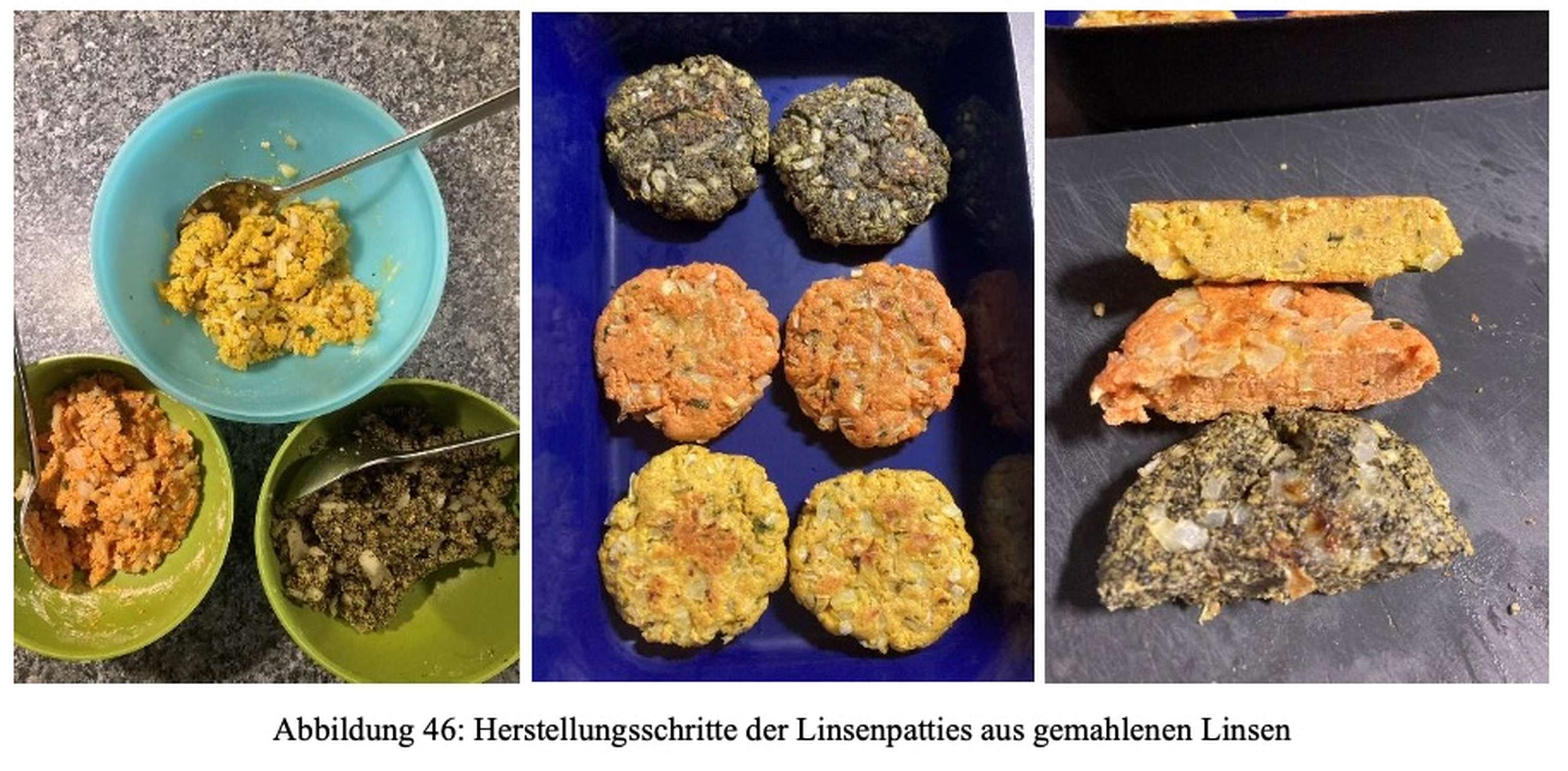 Herstellungsschritte der Linsenpatties