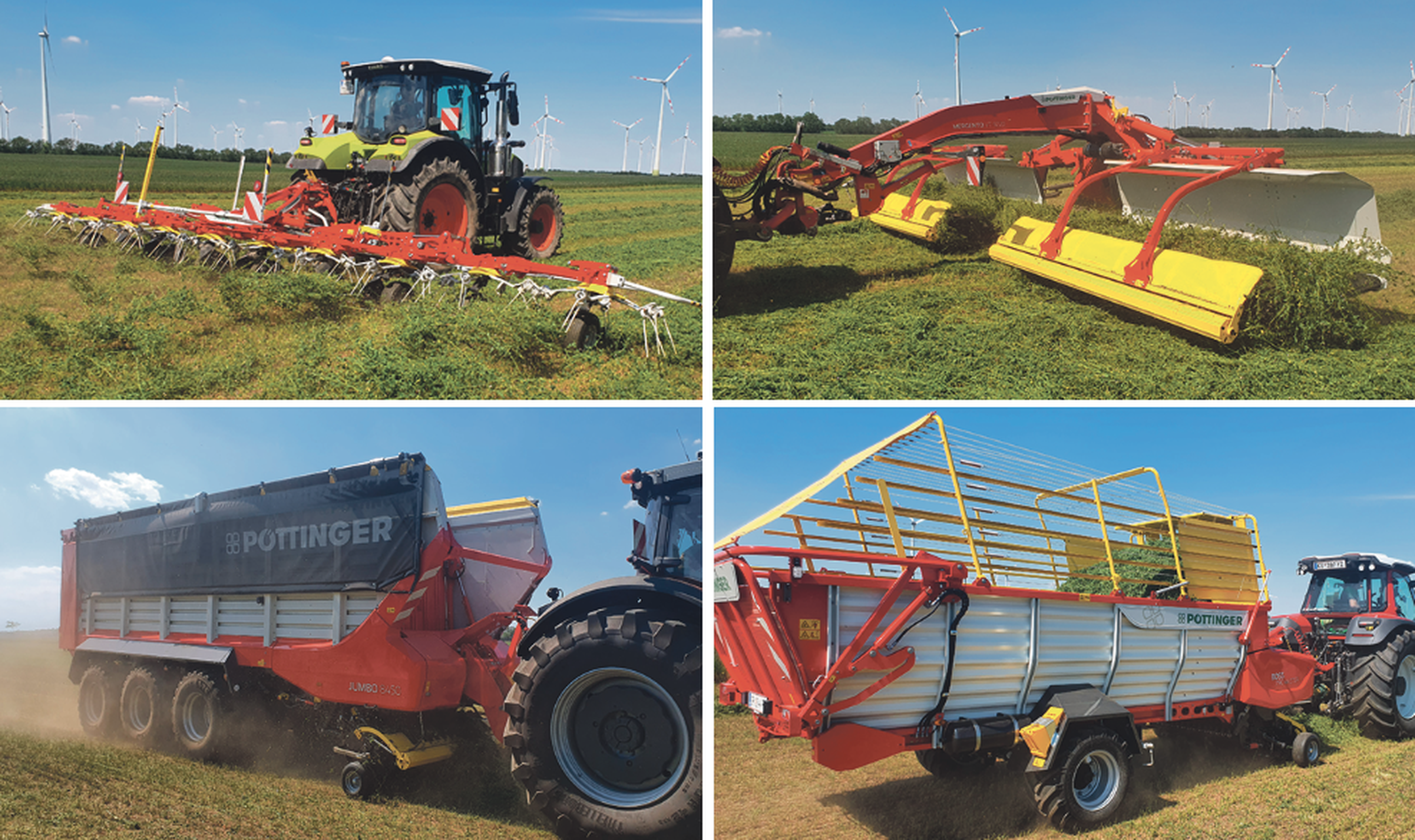 Auszug der Neuheiten: Zehnkreisel-Anbauzetter, Bandschwader „Mergento“, Jumbo 8000 und der Bergbauern-Ladewagen „Boss“