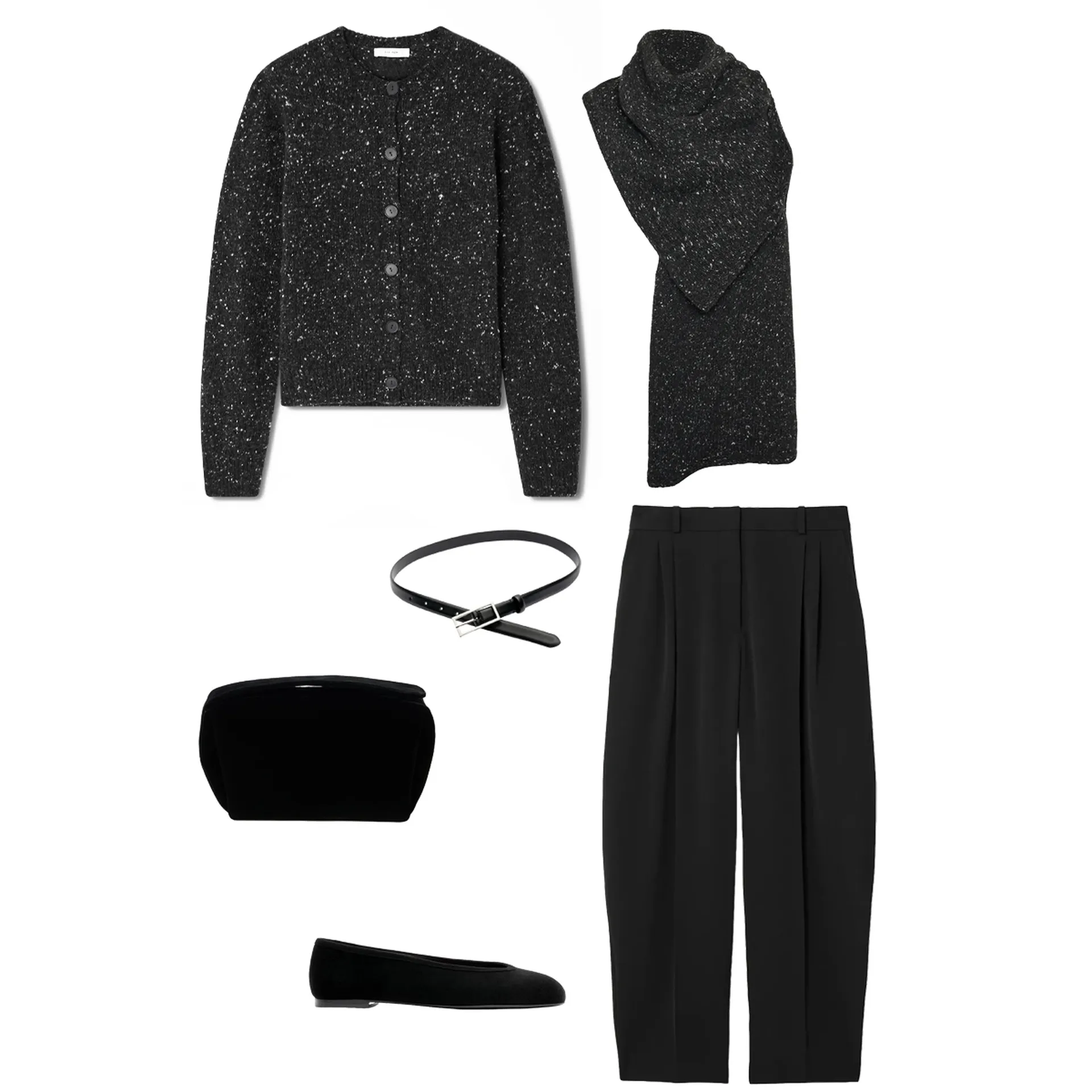 The Ballet Flat in black suede styled festive