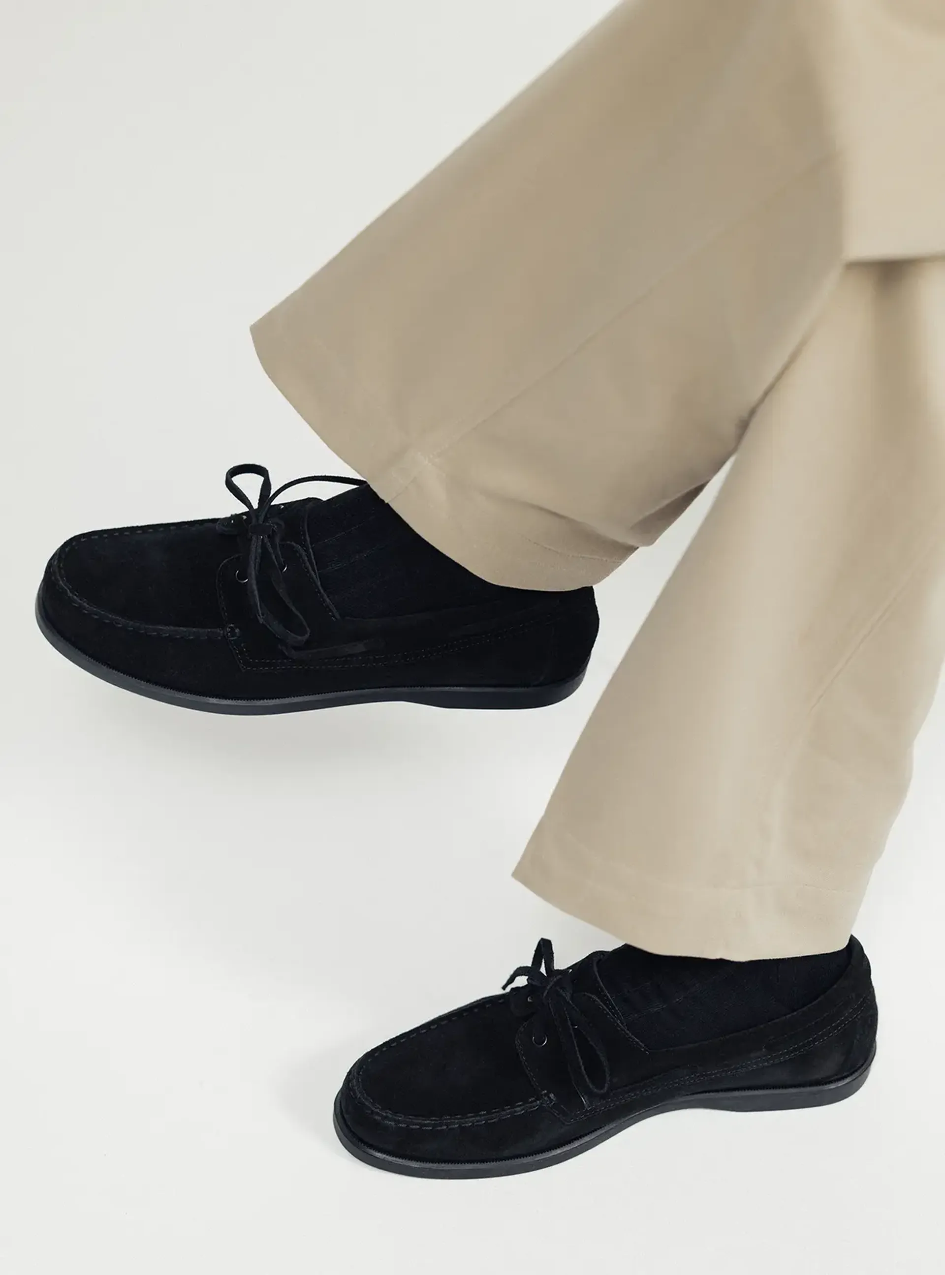 men's boat shoes in black suede