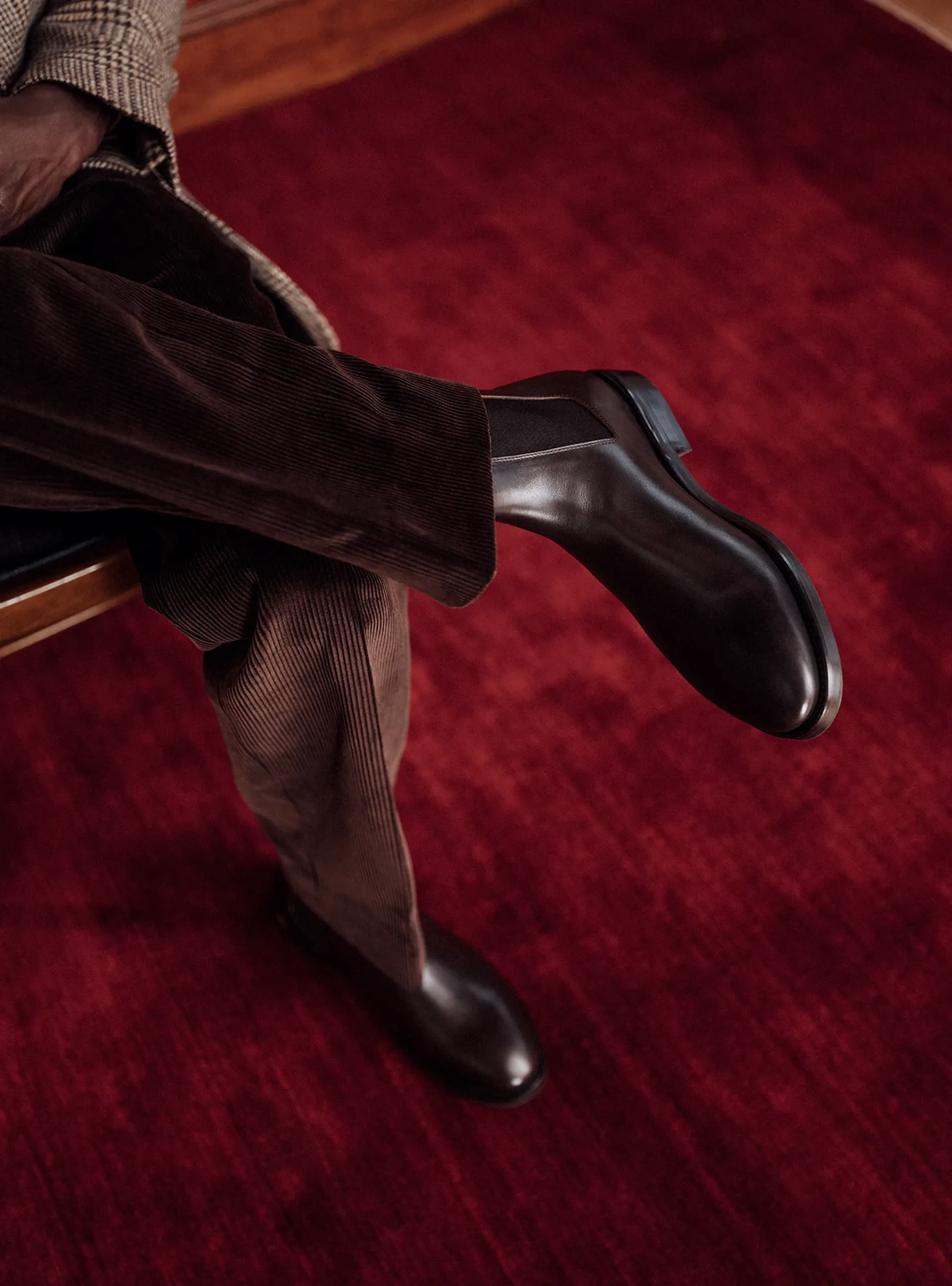 The Chelsea Boot in brown calf holiday attire