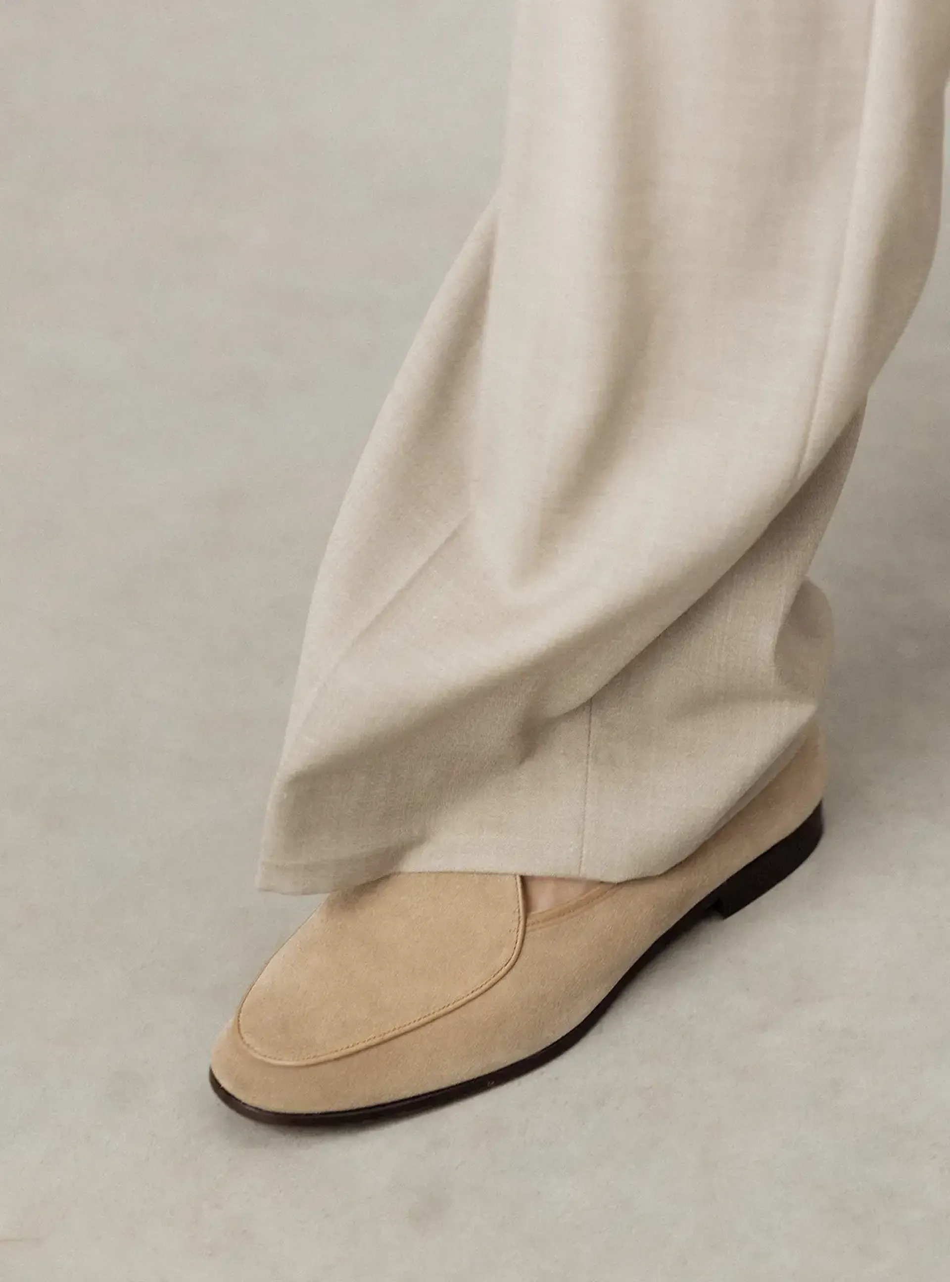 the belgian unlined sand suede