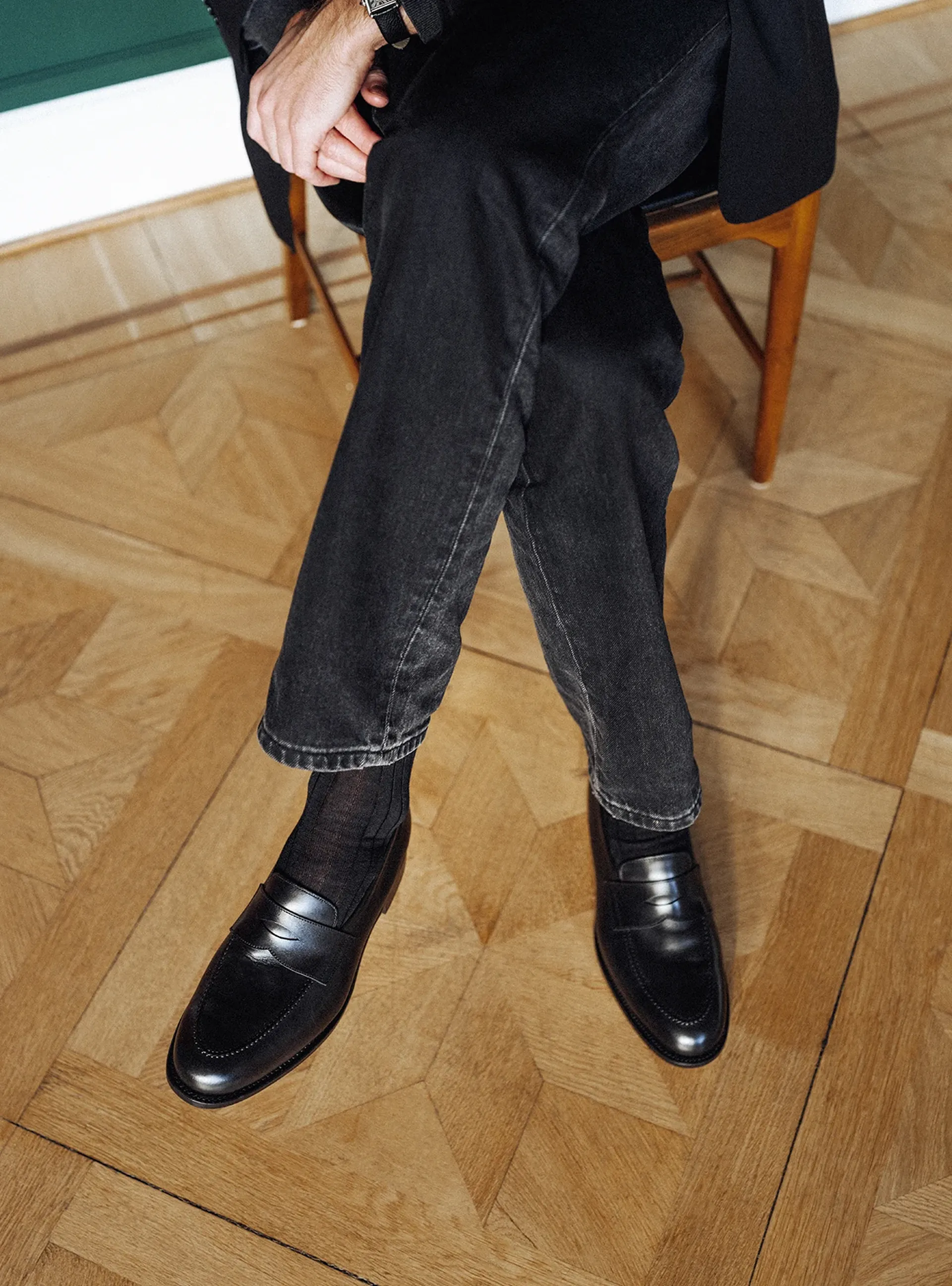 the penny loafer in black calf