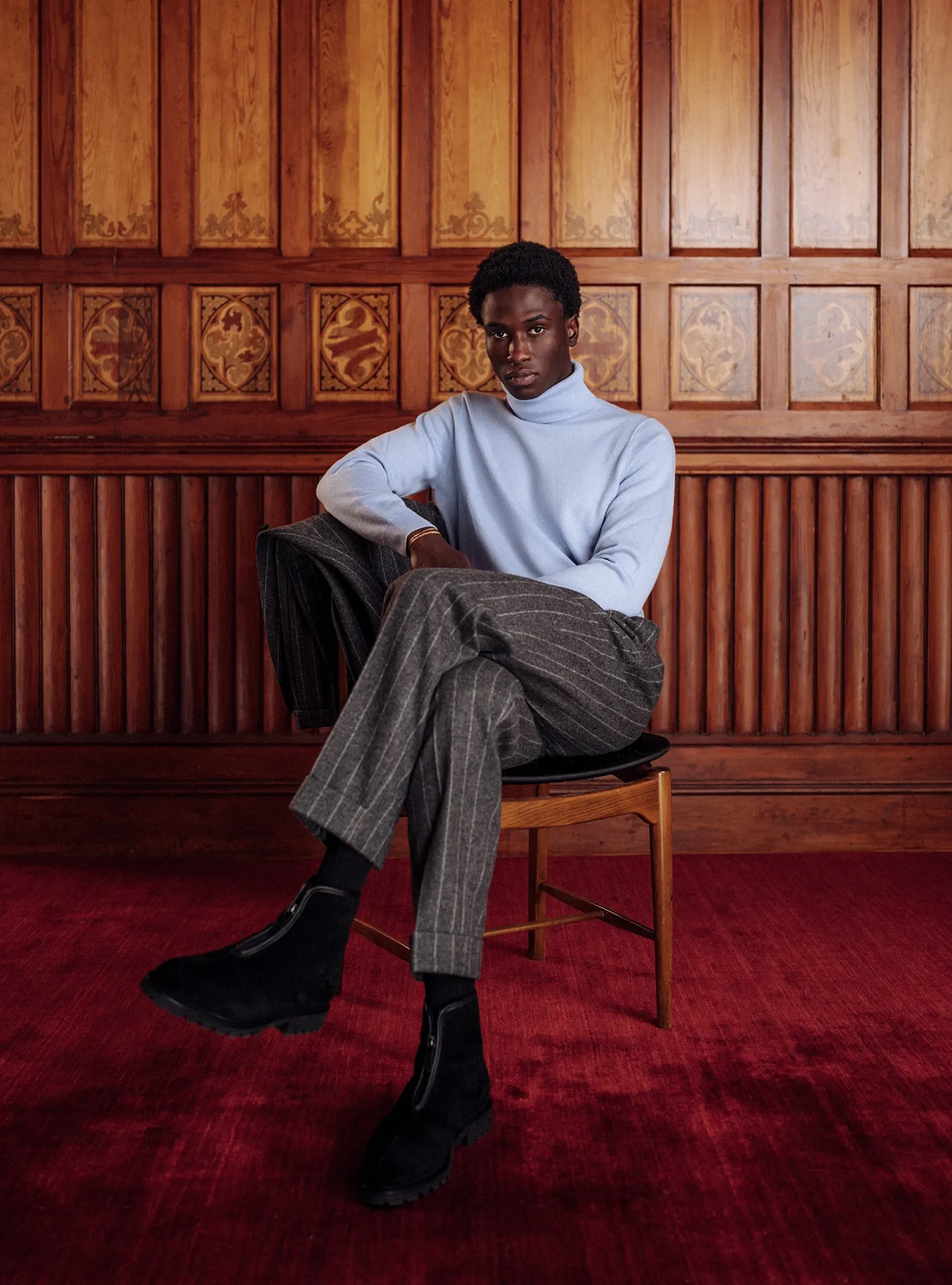 The Alpine Boot in black suede holiday attire