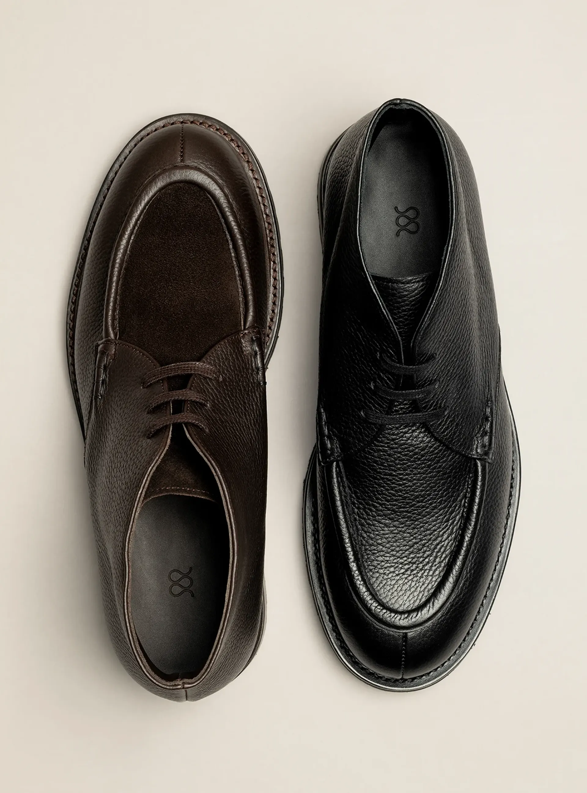 the moc toe chukka brown grain and brown suede and black grain