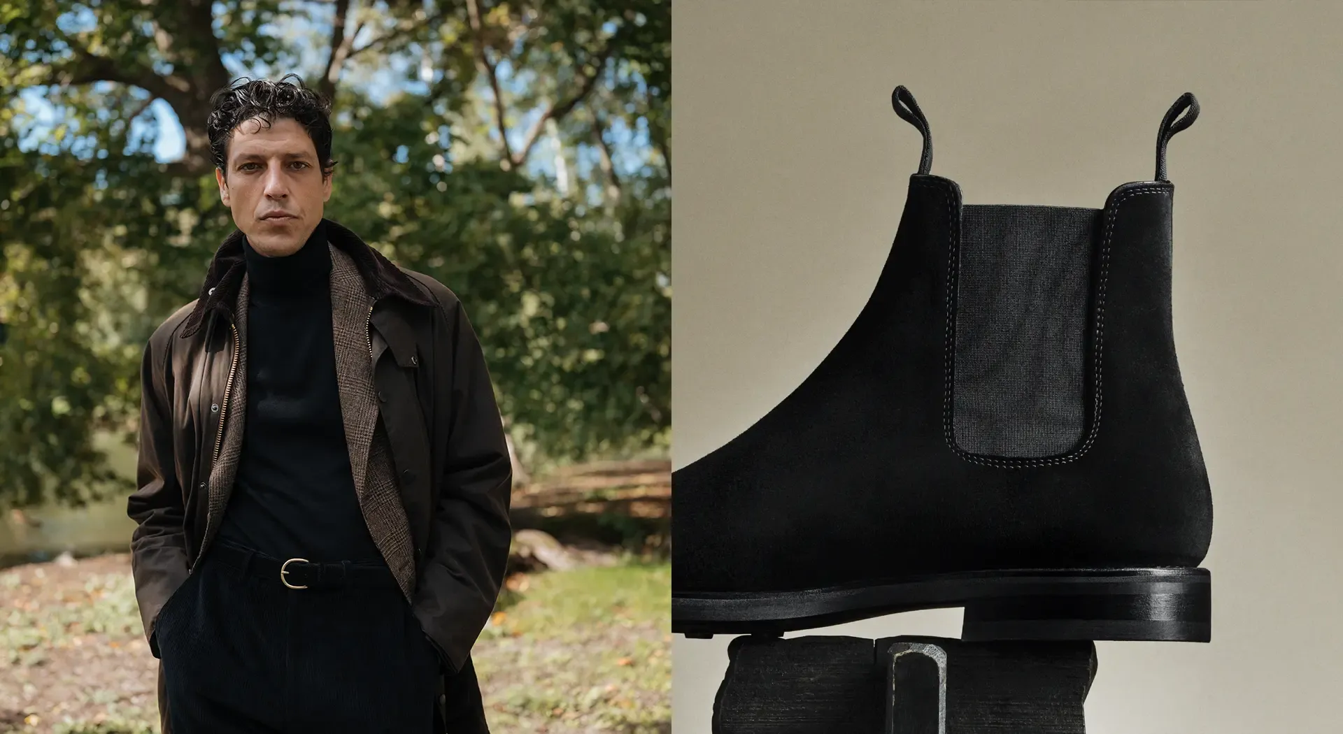 fall lookbook and news men's 2025 chelsea black suede and belt
