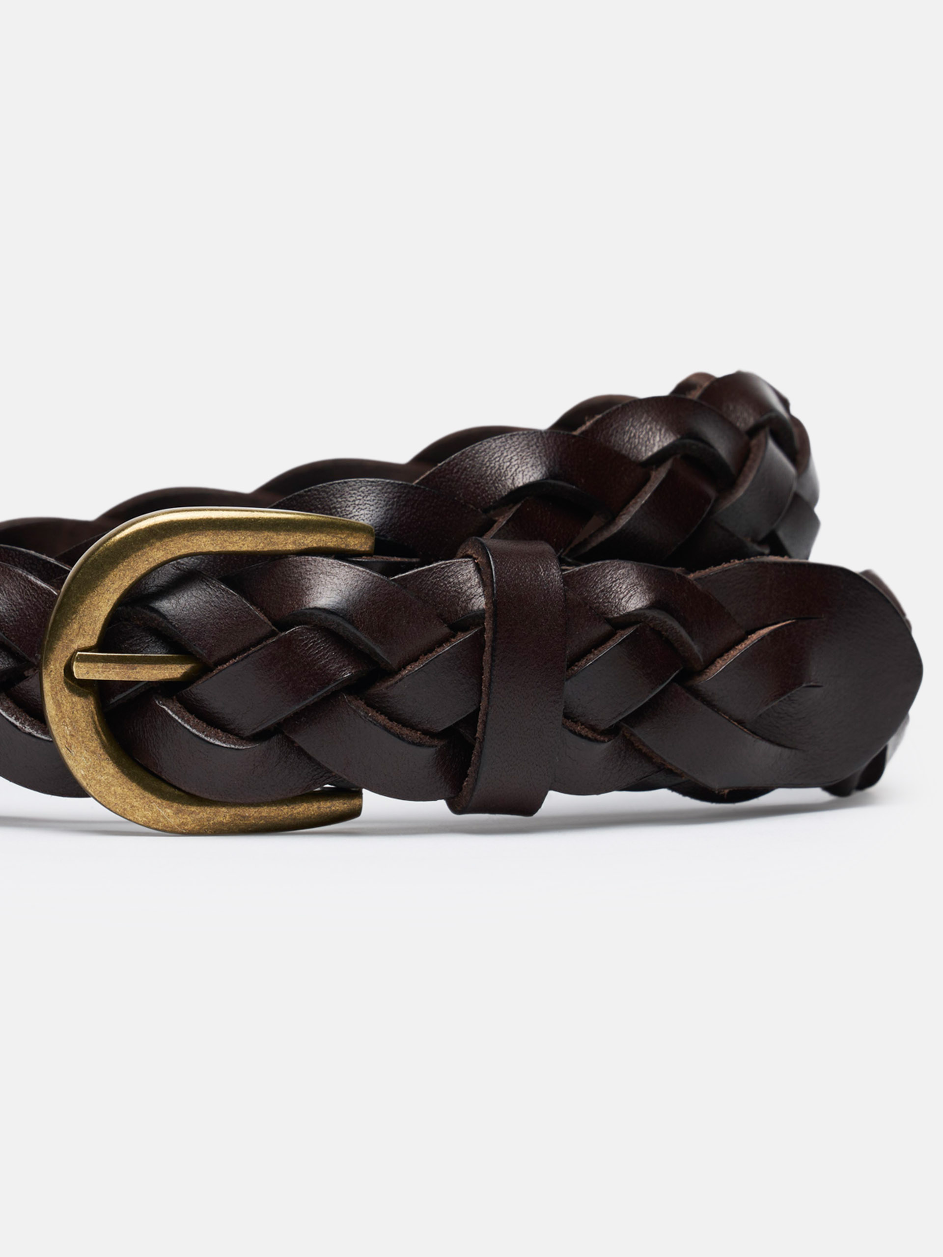 Men's Brown Wide Braided Belt – Gold Buckle | MORJAS