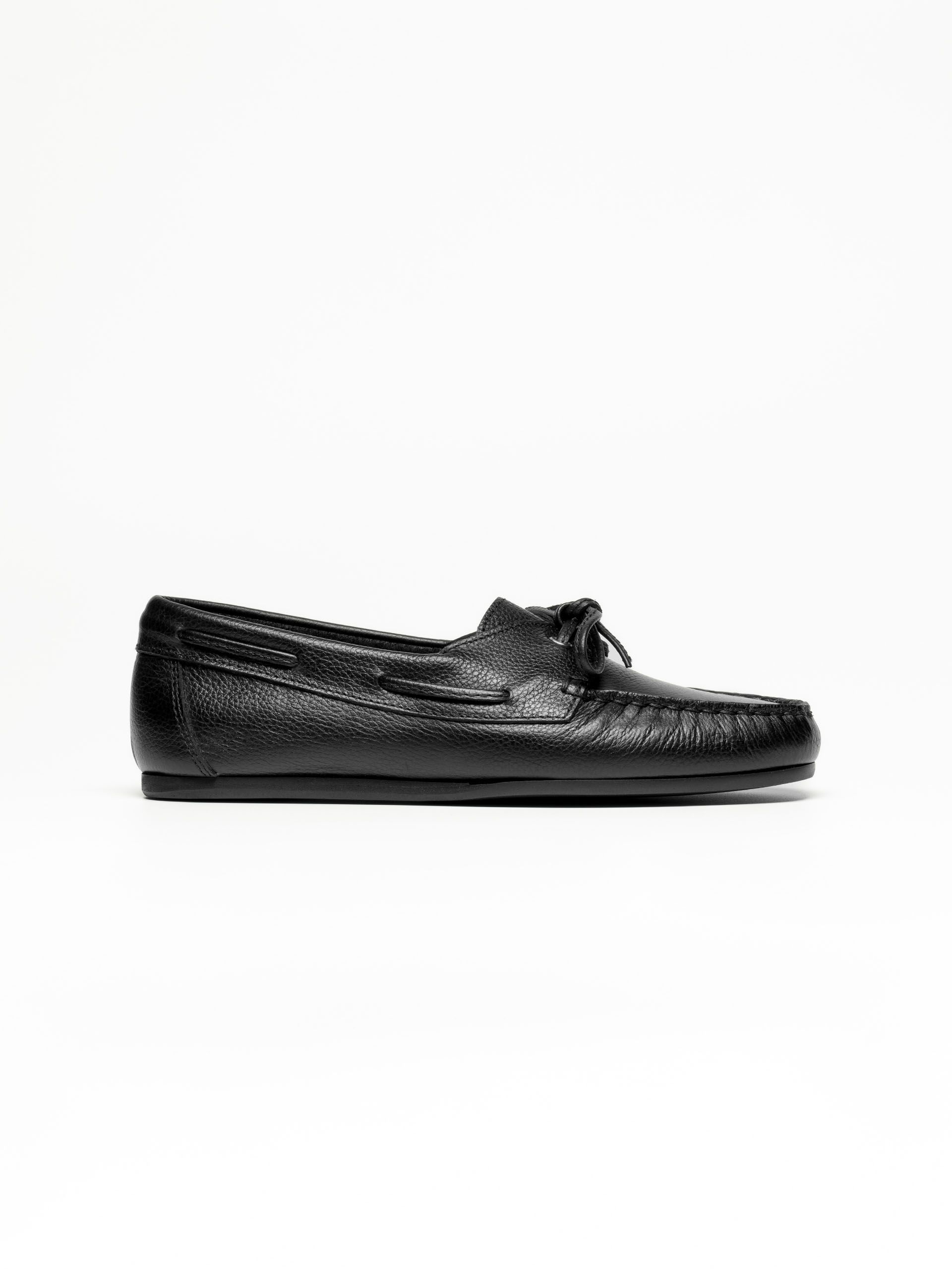 Morjas The Boat Shoe - Black Grain-1