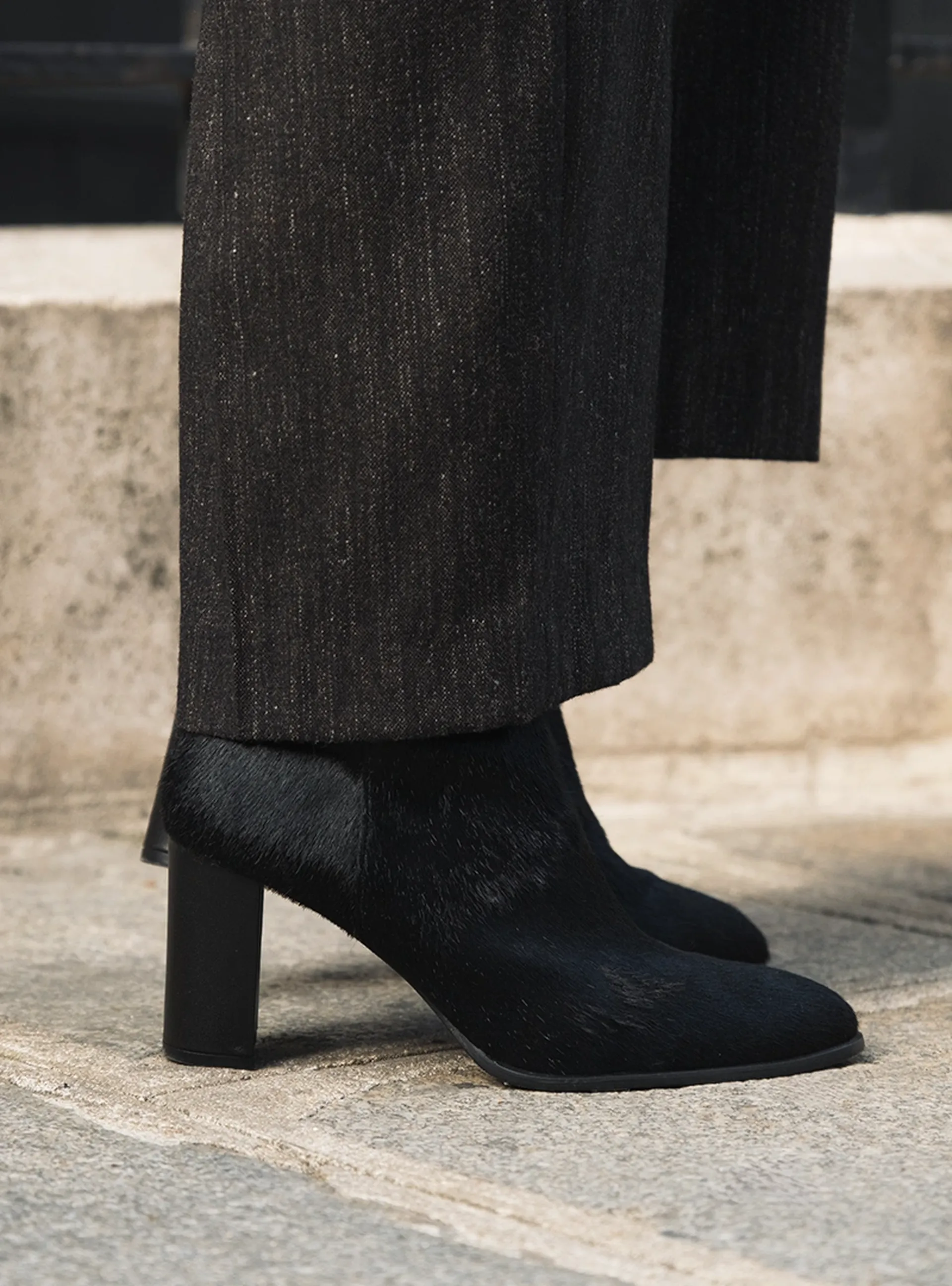 the ankle boot black pony hair