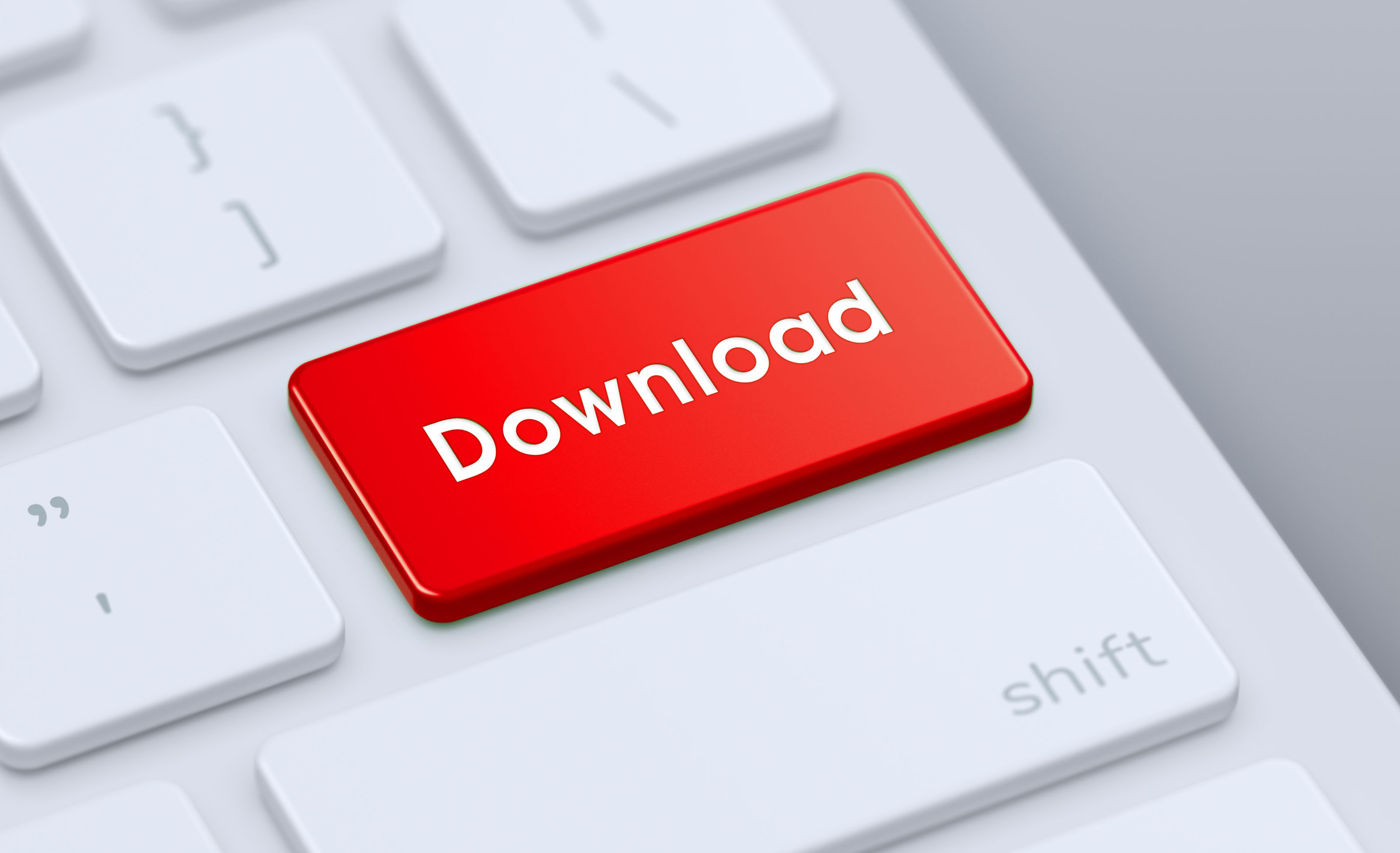 Nahaufnahme einer Computertastatur mit Download Button