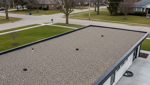 Flat gravel roof