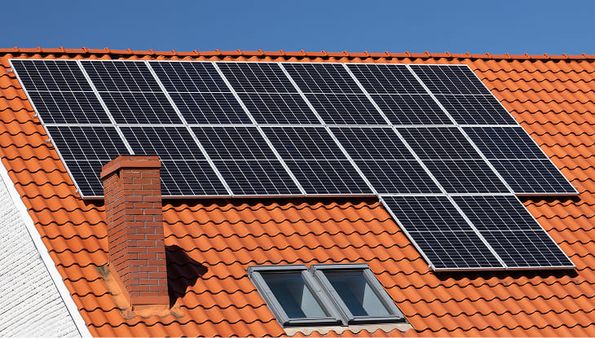 Solar panels on a tile roof