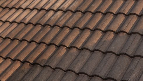 Clay tile roof close-up