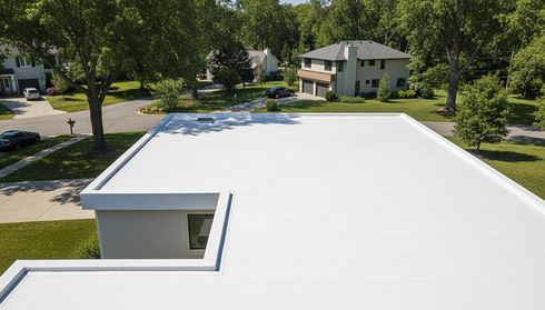 White flat membrane roof