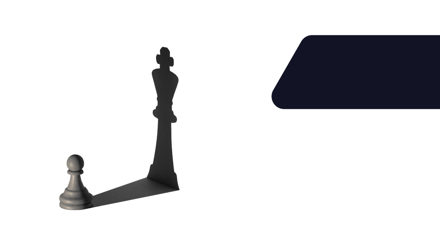 A pawn casting a shadow of a king, symbolizing intelligence operations and hidden capabilities and knowledge.
