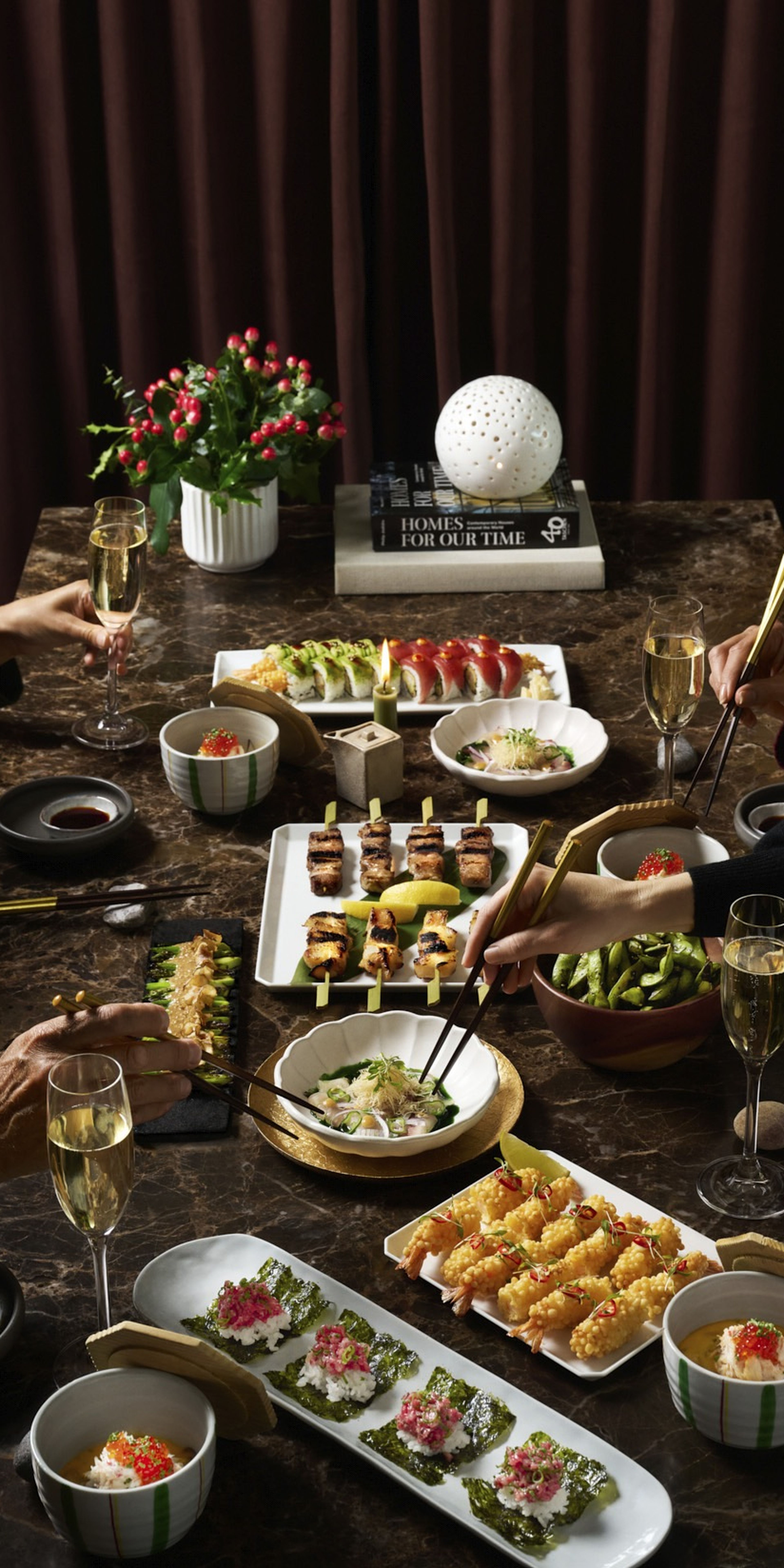 Christmas, Christmas lunch, sushi, sticks, private dining, catering
