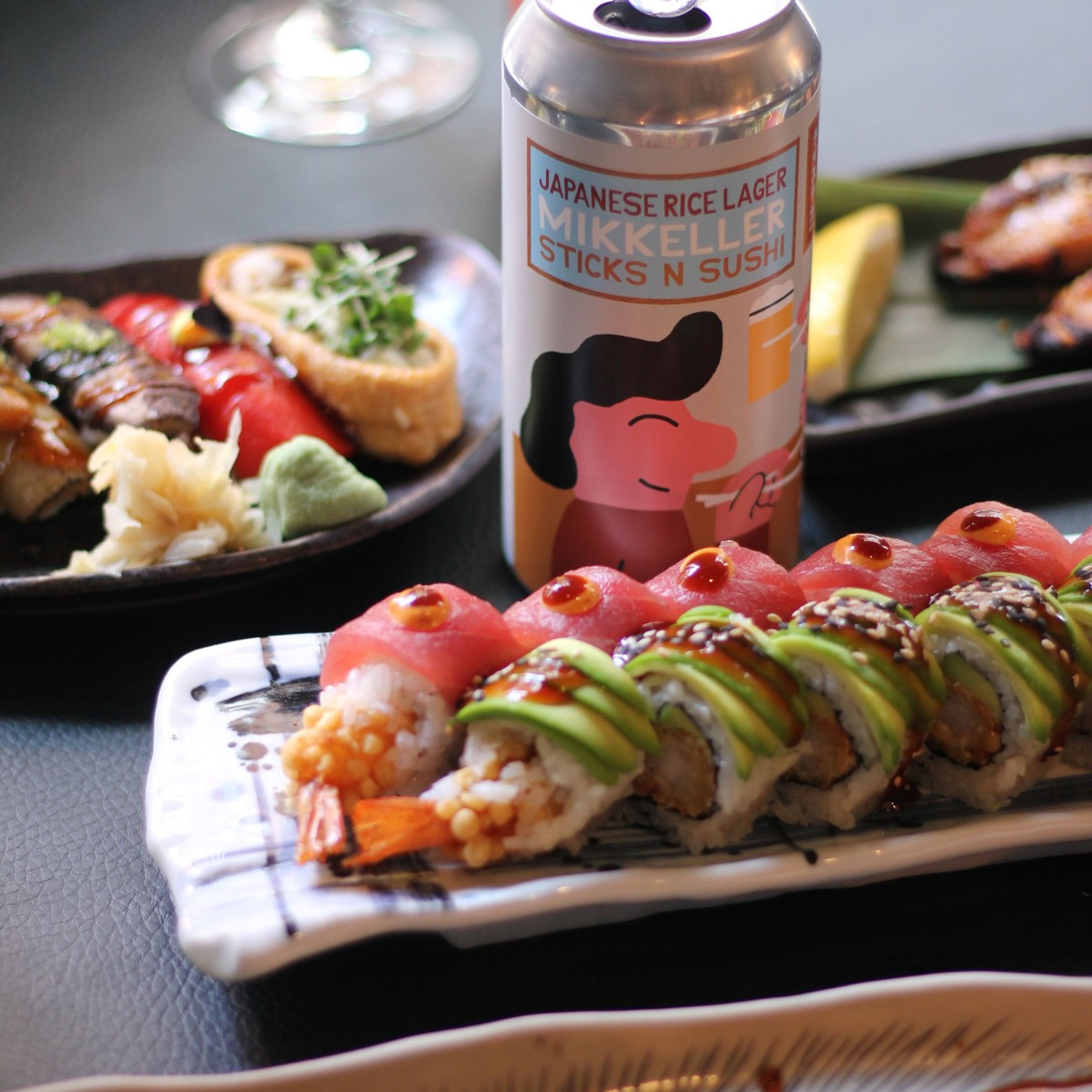 Mikkeller beer and broccoli inside a restaurant