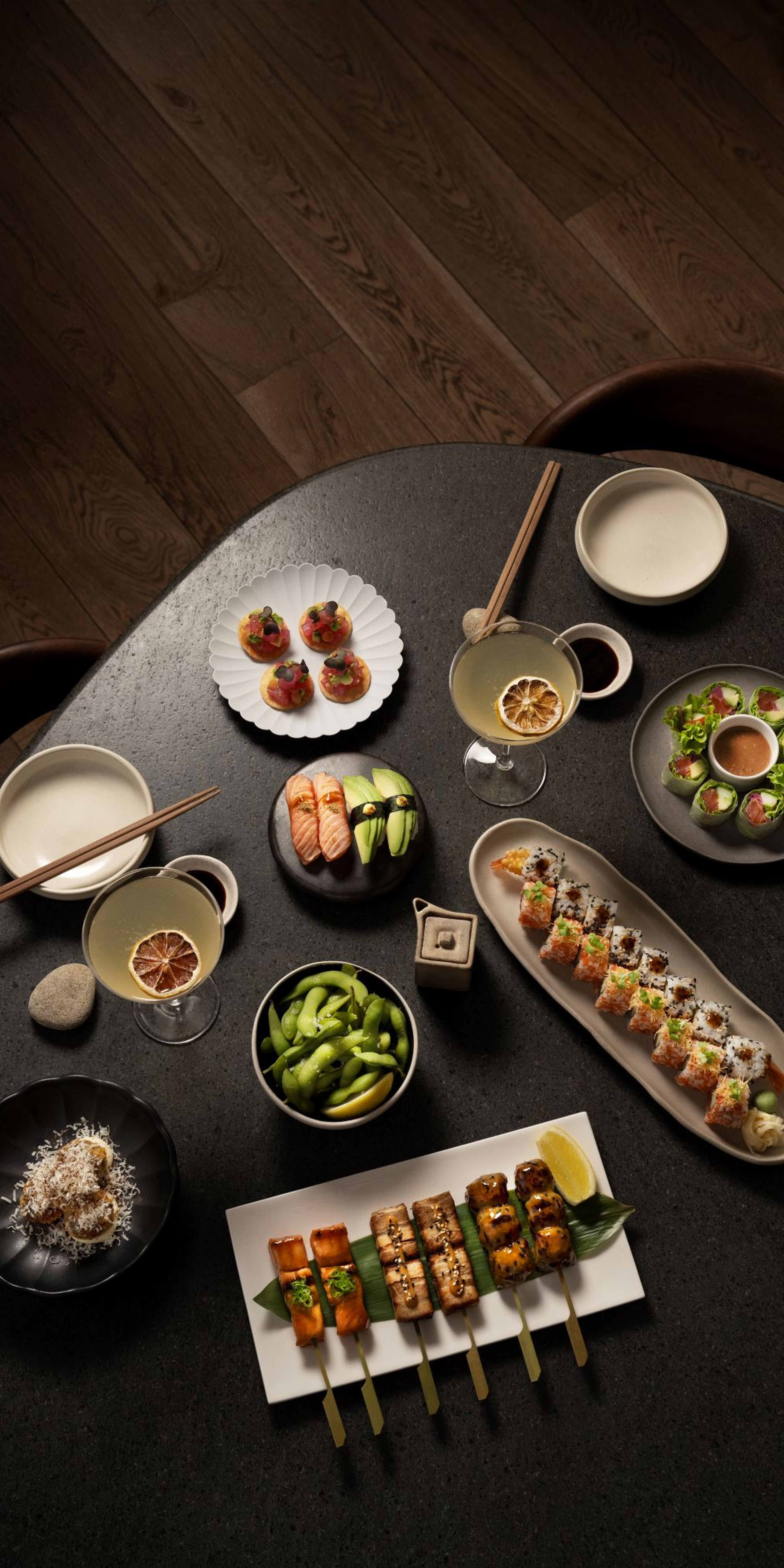 menus, sticks, sushi, dining