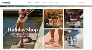 Website homepage featuring sandal promotions, including "Plakton Malaga," "Birkenstock," "Archies," and "Reef" brands.