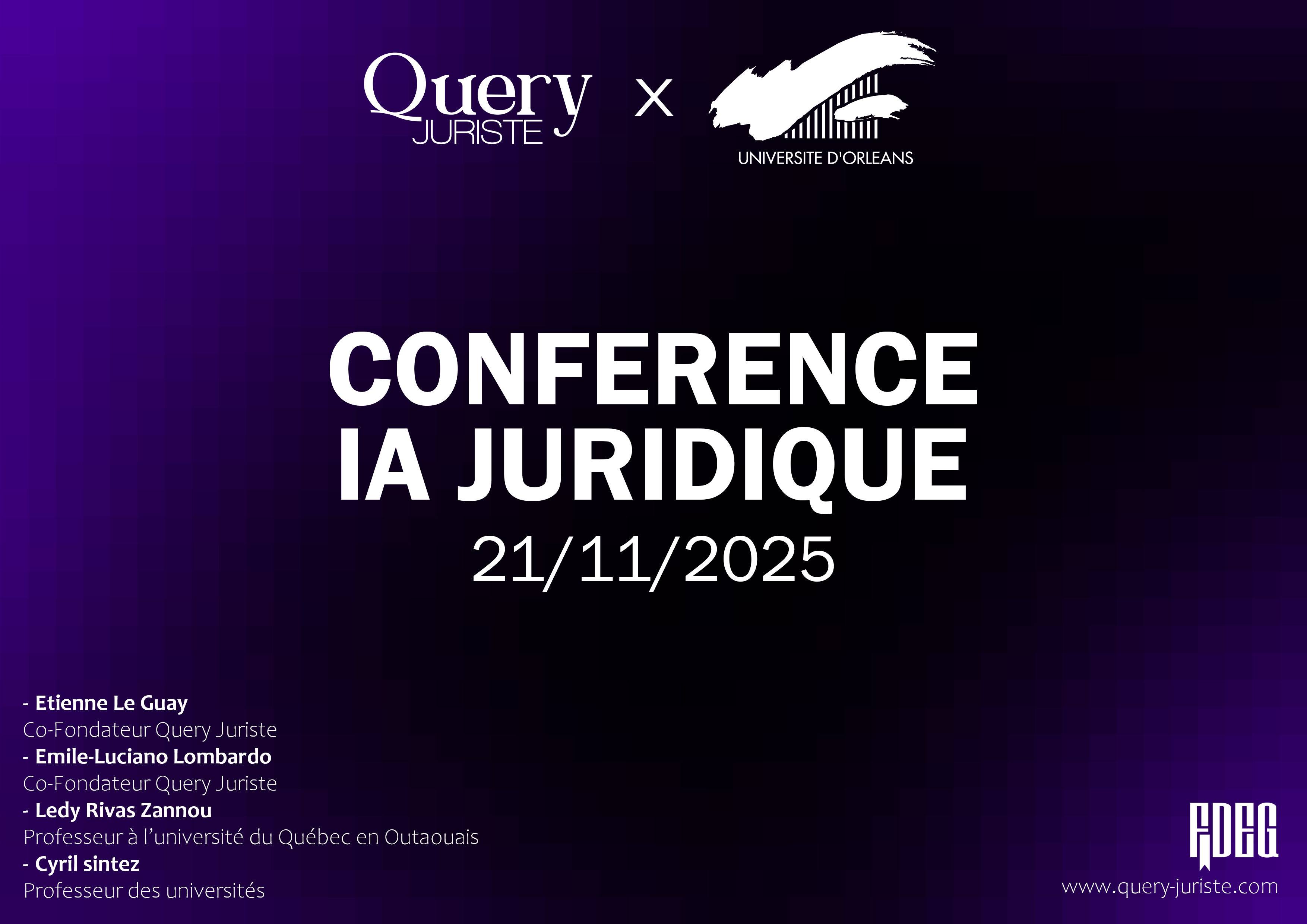 Query Juriste tiendra une conférence sur l'IA juridique à l'Université d'Orléans vendredi 21 novembre de 17h à 19h30 !