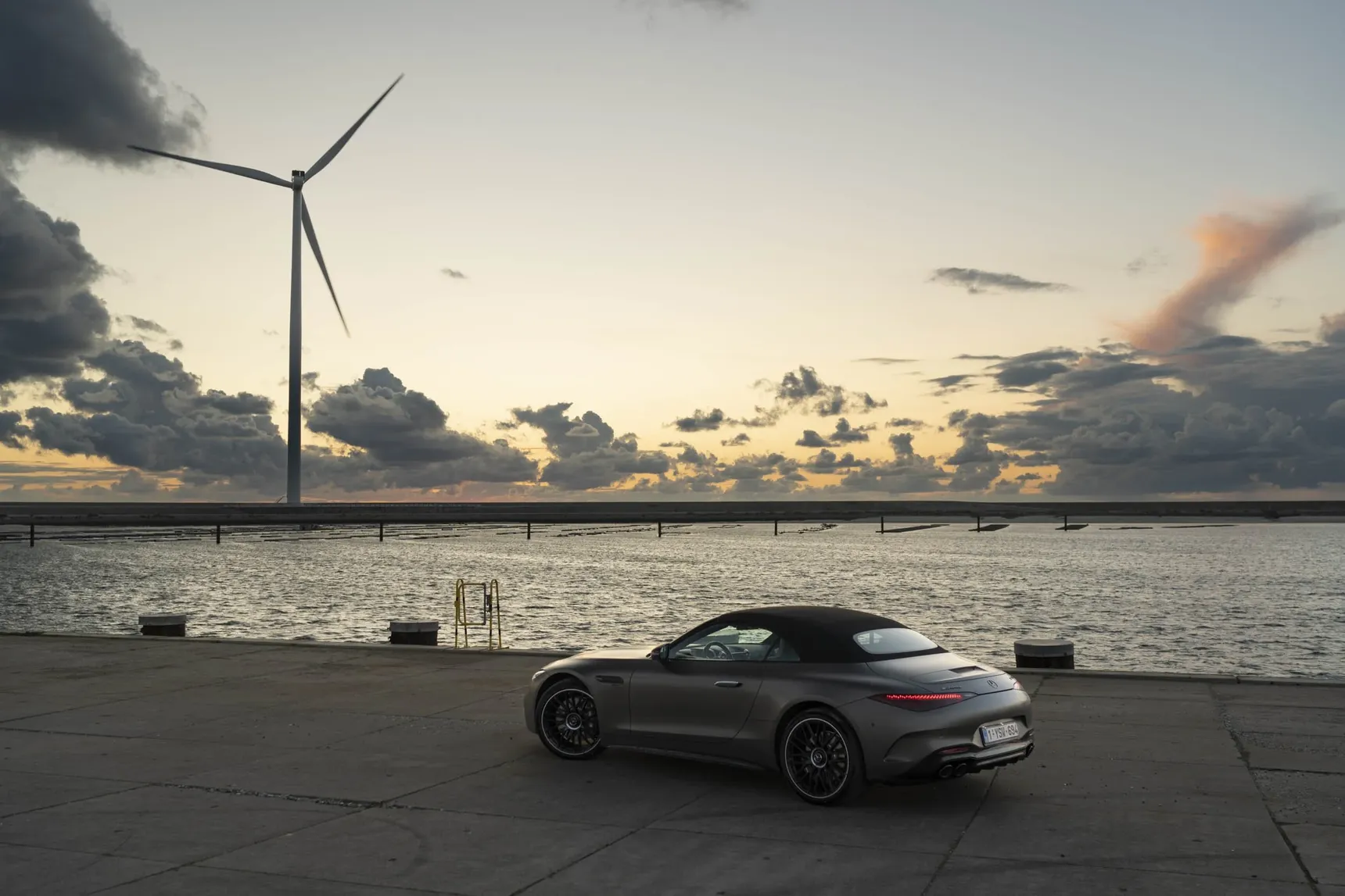 2024 Mercedes-AMG SL43 side profile sunset