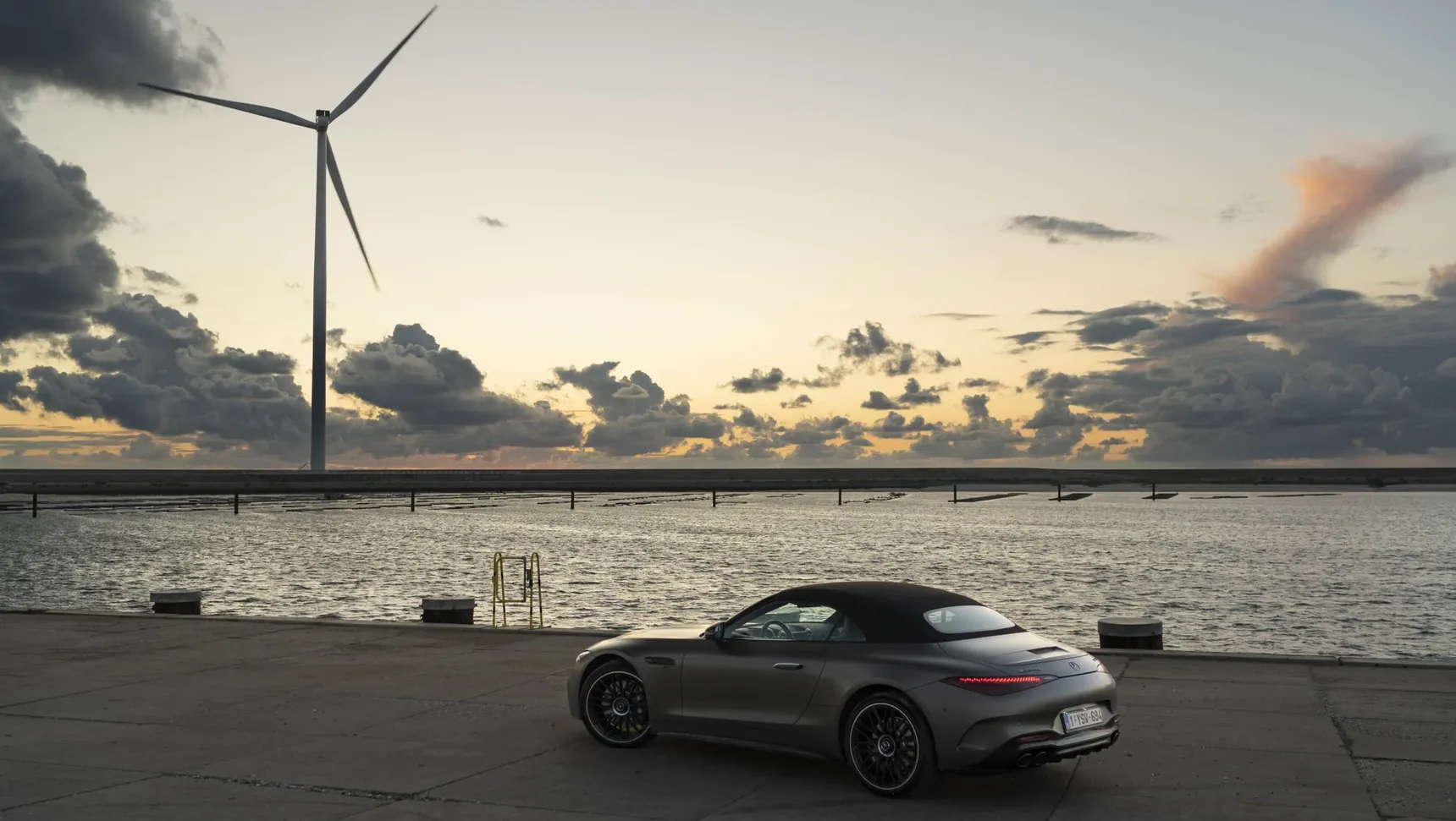 2024 Mercedes-AMG SL43 side profile sunset
