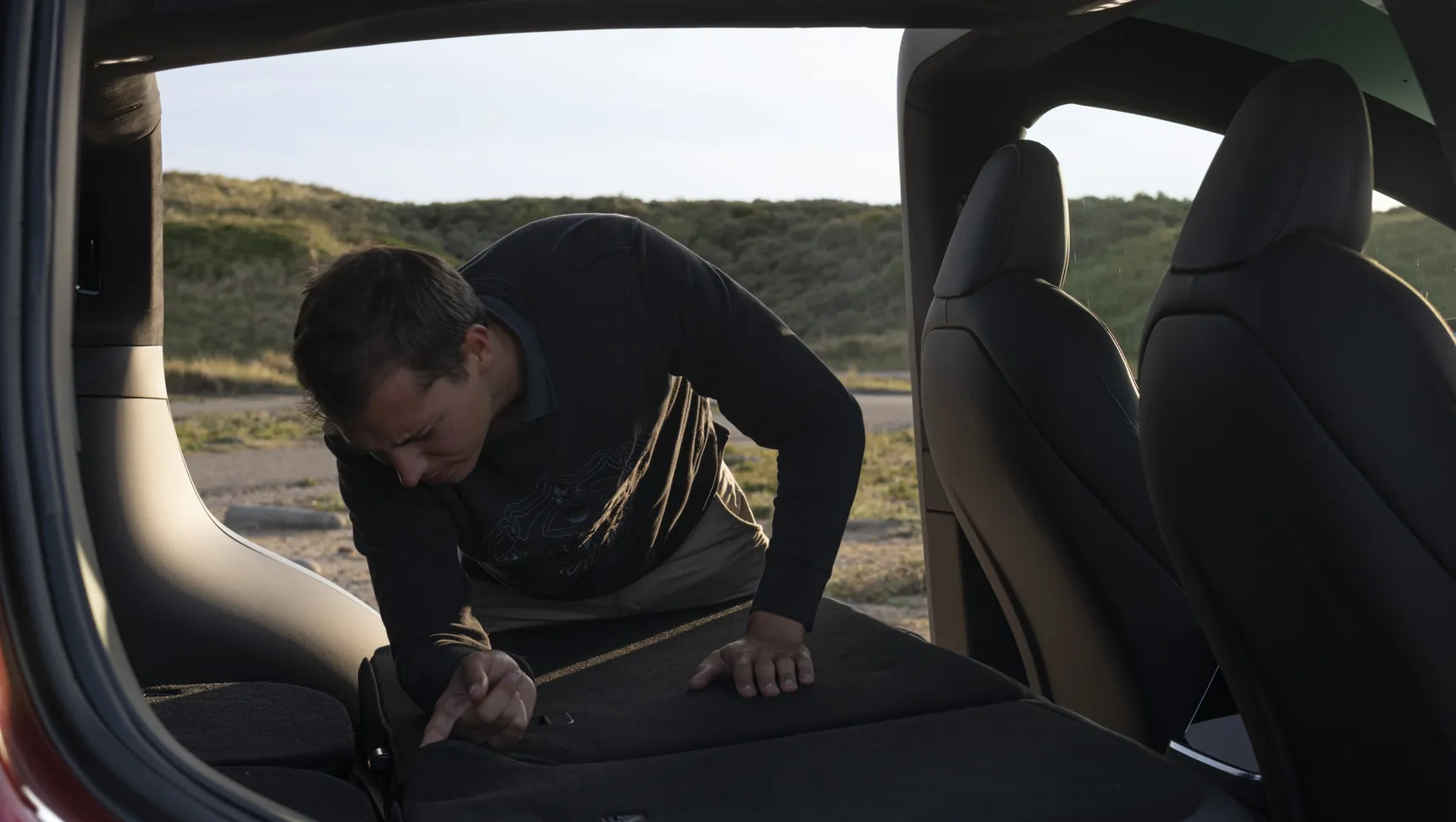 2024 Tesla Model X Long Range Red Doors open, seats flat